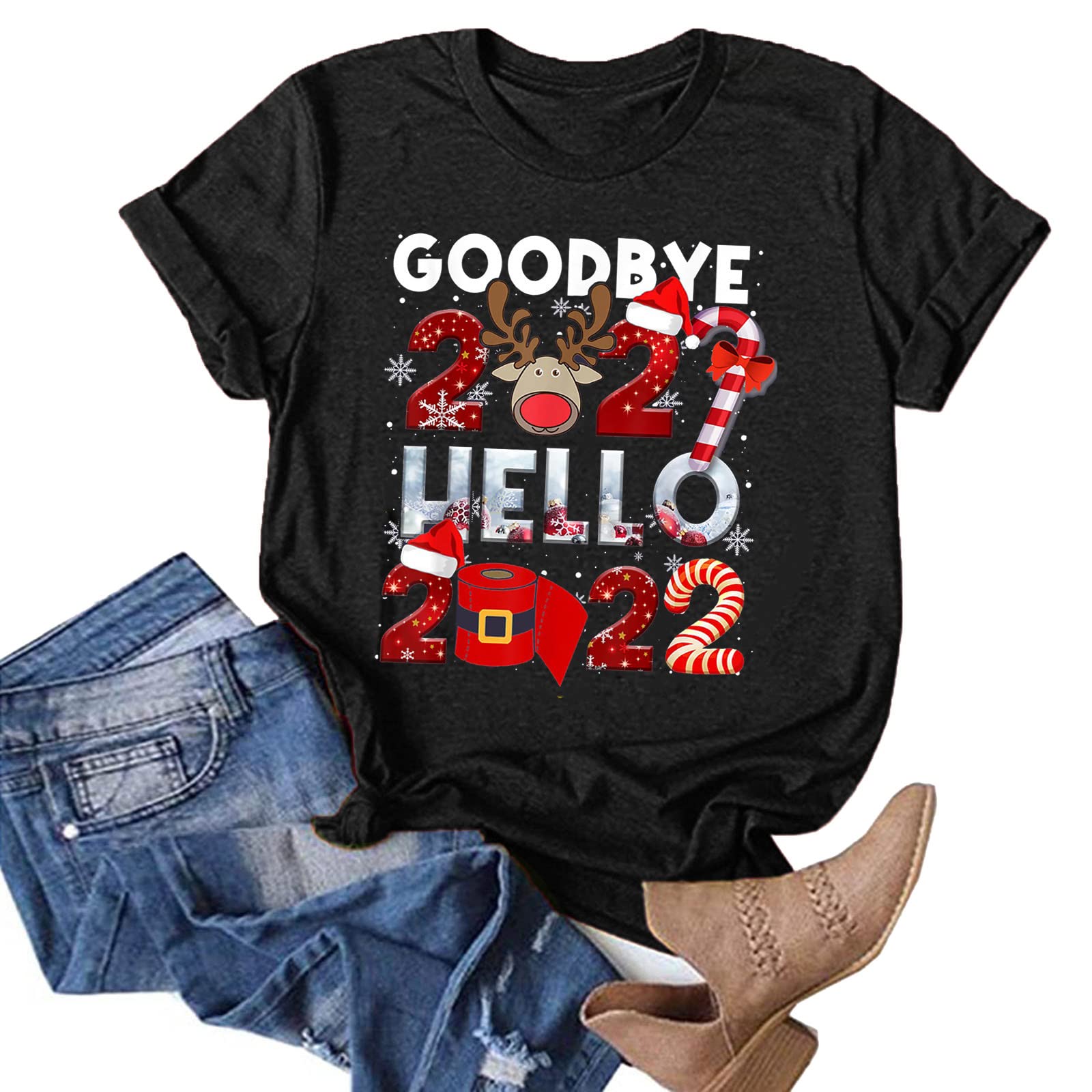 Men's Graphic Print Short Sleeve T-Shirt & Women's V-Neck Blouse Tunic Top - Casual Summer Outfits for Dating, Work and Vacation