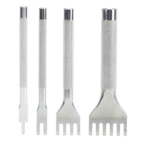High Hardness Lacing Chisel Set - Industrial Prong Punch Tool with Heat Treatment for Durability (1+2+4+6 Teeth) - Perfect for Leatherworking, Shoe Repair & Industrial Parts Maintenance