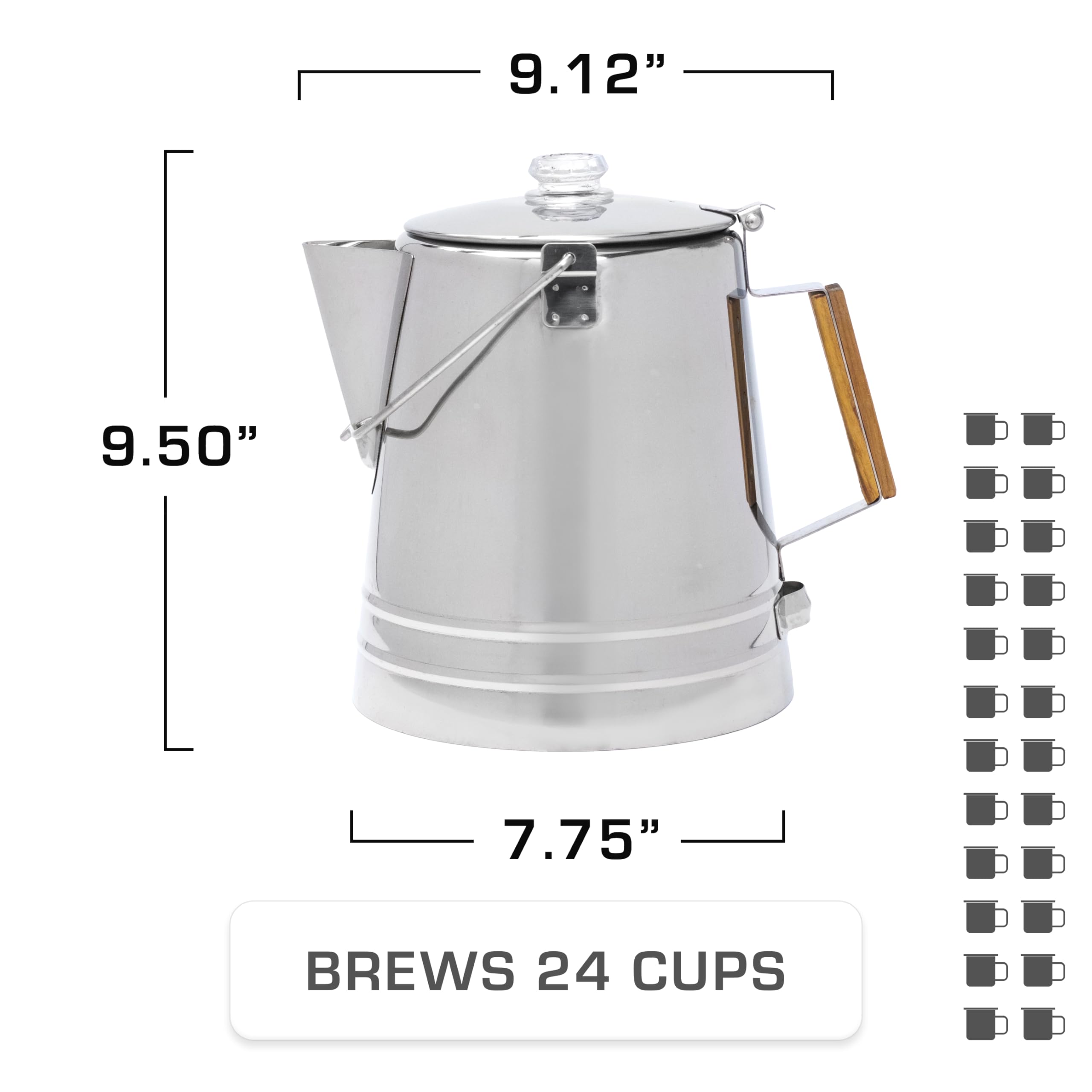 COLETTI Scoutmaster 24-Cup Coffee Percolator for Camping – Durable Stainless Steel Stovetop Coffee Maker for Outdoor Adventures, Hiking & RV Trips – Perfect for Large Groups & Family Gatherings