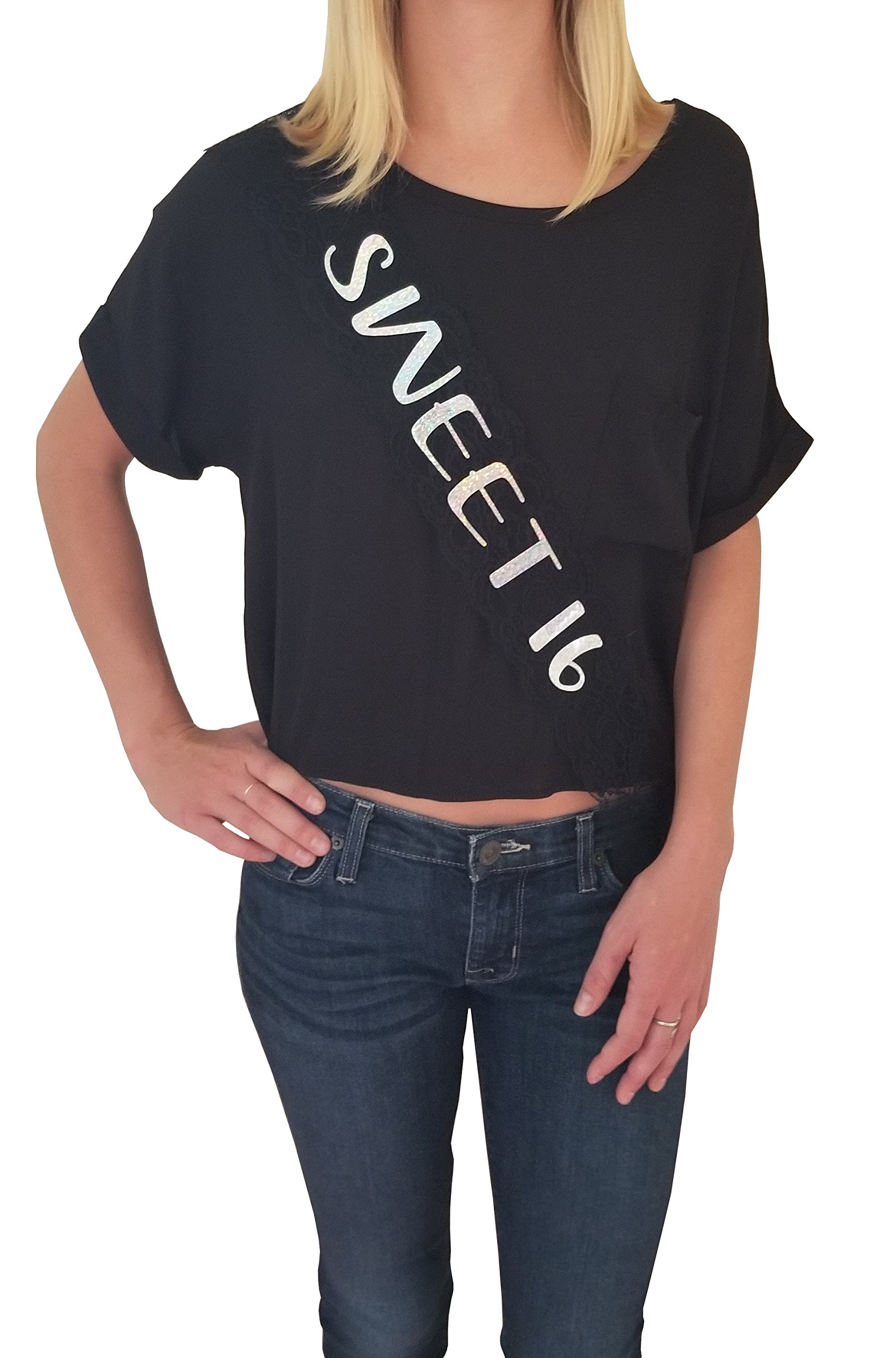 Sweet 16 Lace Sash for 16th Birthday Party - Elegant Black Birthday Party Favor & Decoration - Perfect for Quinceañera, Sweet 16 Celebrations & Special Occasions