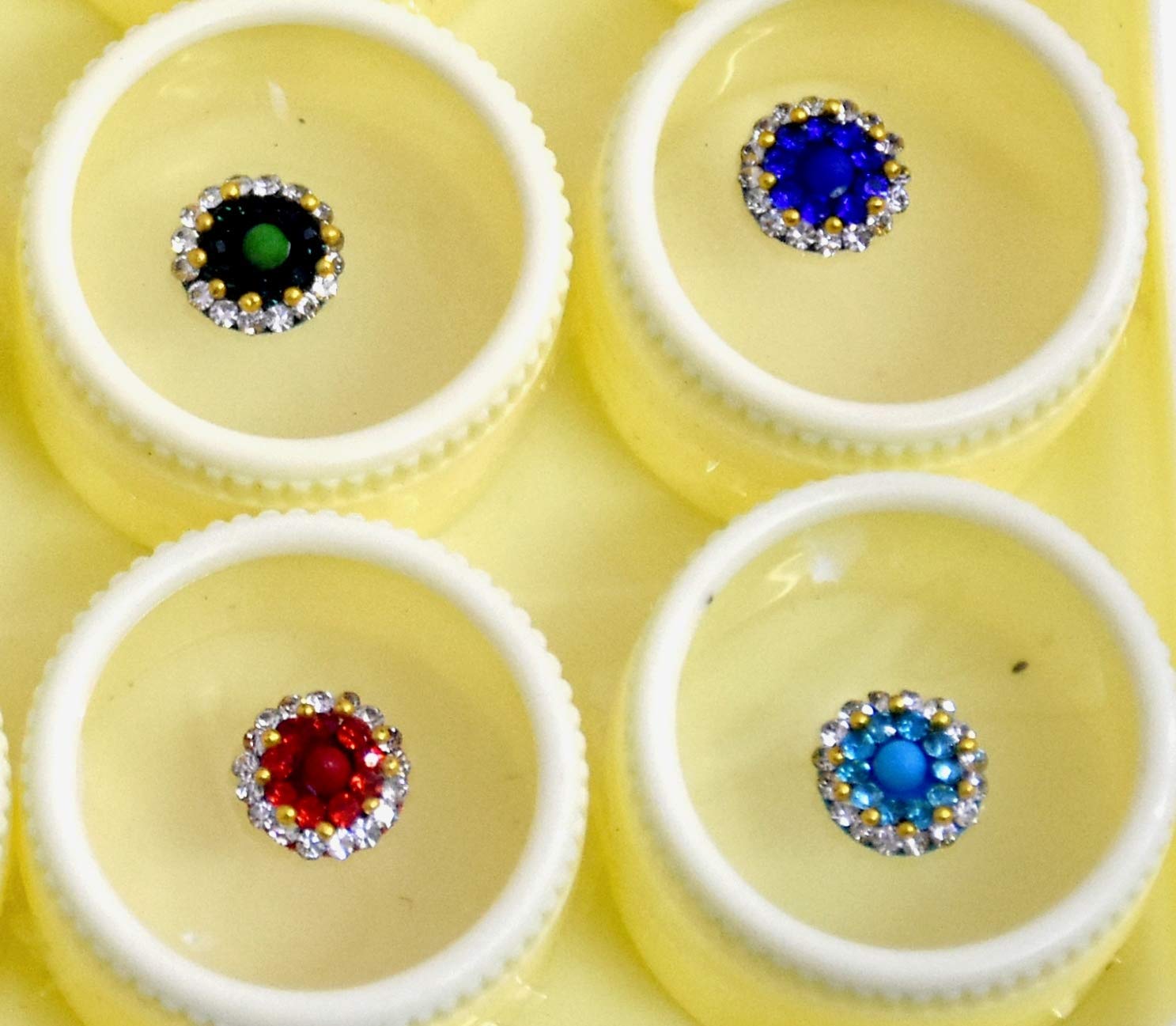 ZaySoo Round Plain Attractive Bindi Set for Women & Girls - 12-Piece Multicolor Indian Forehead Jewelry - Perfect for Weddings, Festivals & Cultural Events