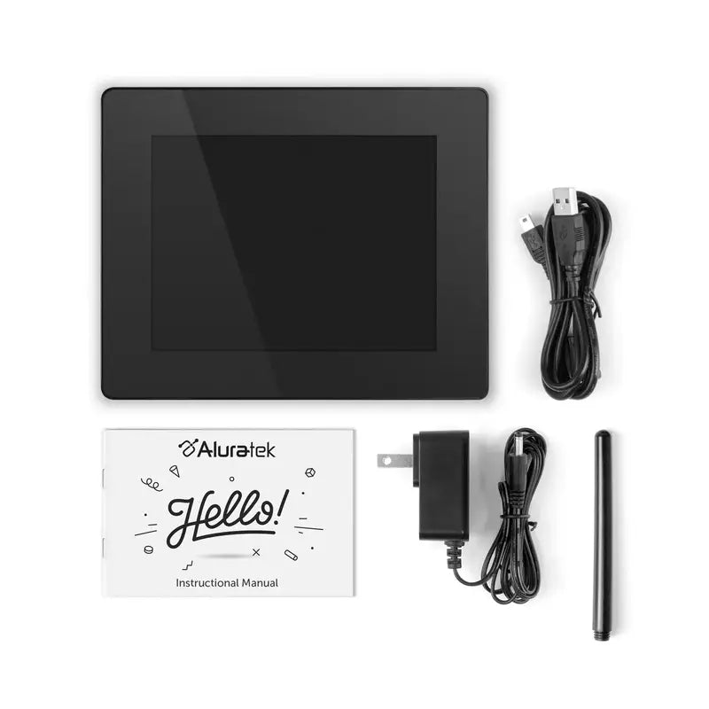 Aluratek 8 Inch WiFi Digital Photo Frame with Touchscreen LCD Display - 16GB Built-in Memory, Black - Perfect for Home, Office & Gift Giving