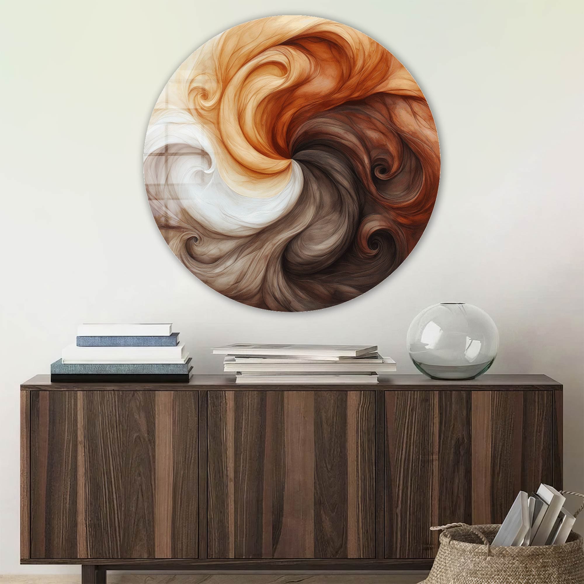 Tail Harmony Rounded Glass Wall Art - Elegant Home Decor for Living Room, Bedroom & Office - Perfect for Modern & Contemporary Interior Design