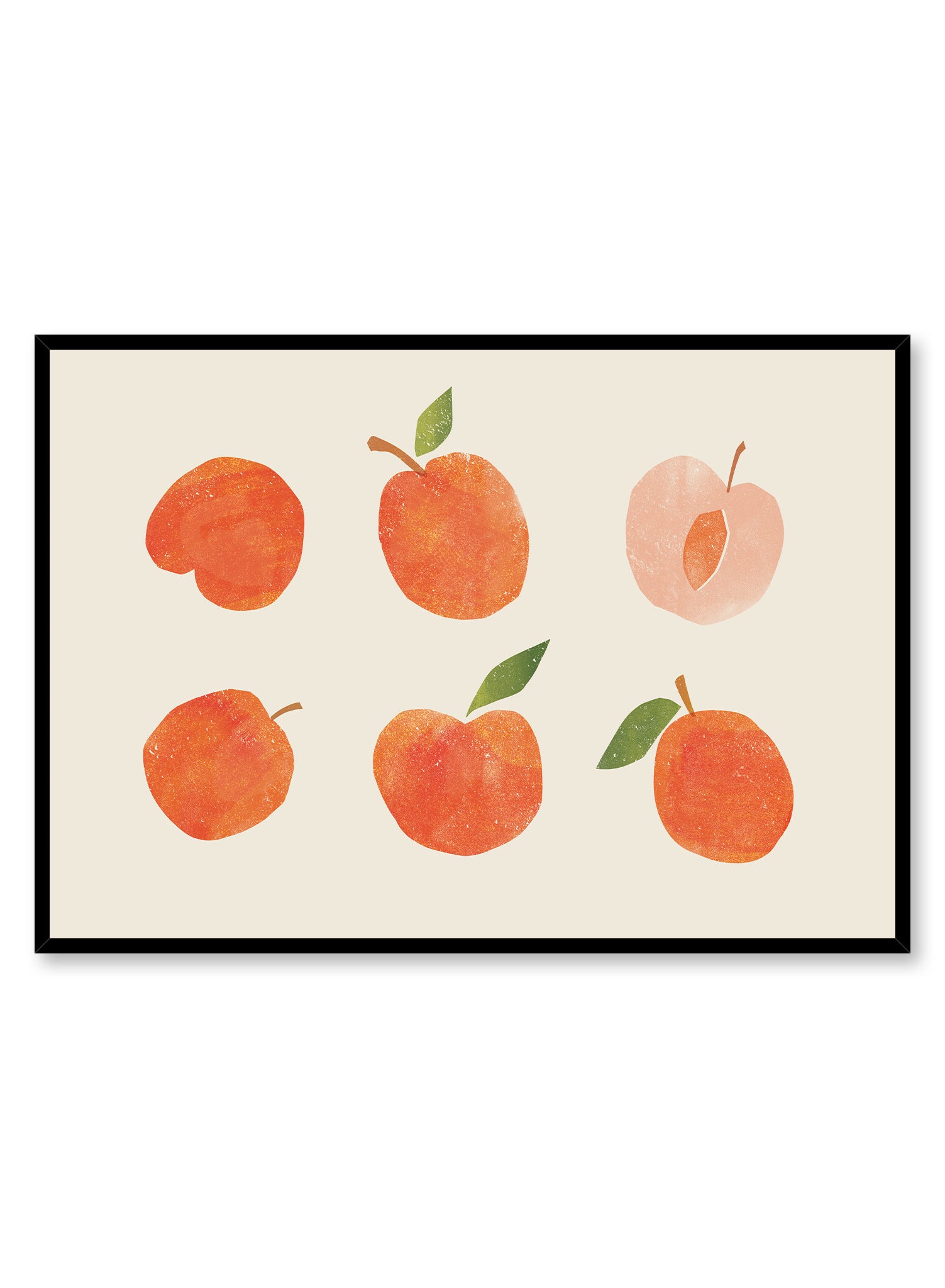 Apricot Paper Collage Wall Art Poster - Vintage Botanical Print for Home Decor, Office & Gift Giving