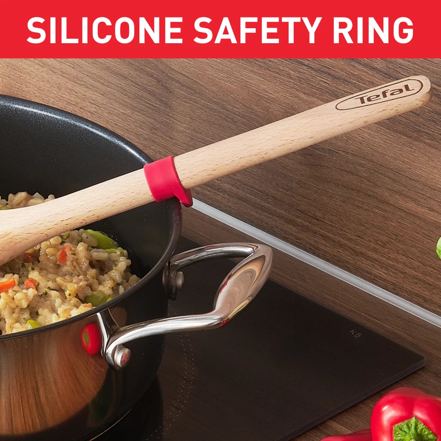 Tefal Ingenio Wooden Risotto Spoon K2308514 - Premium Bamboo Cooking Utensil for Stirring, Serving & Perfect Risotto Making - Ideal for Pasta, Soup & Non-Stick Cookware