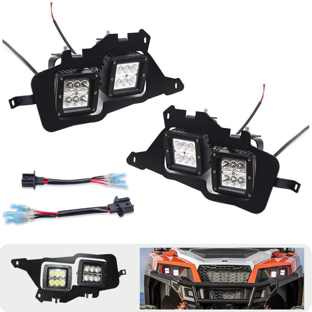 WeiSen 4x 18W 3 Inch LED Cube Headlights with Mount Brackets & Wiring Kit - Compatible with 2016-2022 Polaris General 1000 - Perfect for Off-Roading, Night Driving & UTV Adventures