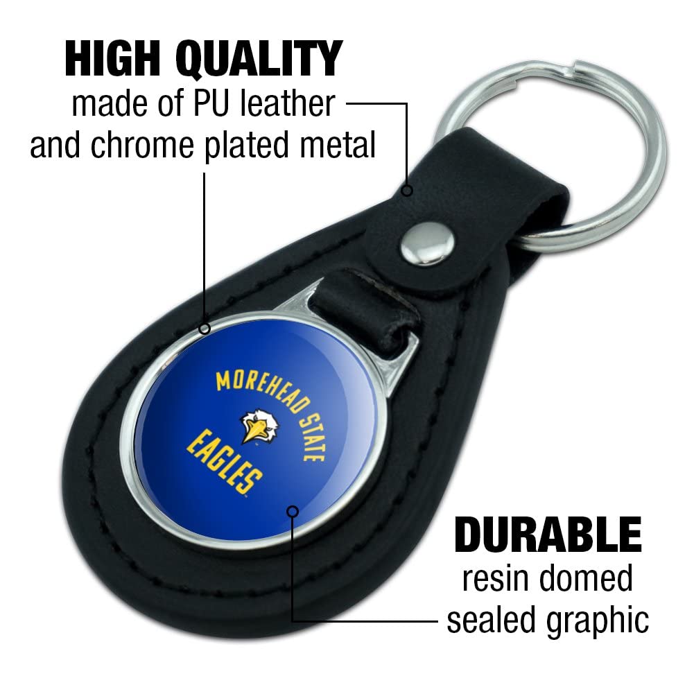 Morehead State Eagle Keychain - Genuine Black Leather Key Ring for College Alumni, Fans & Graduates - Perfect for Gifts, Backpacks & Everyday Carry