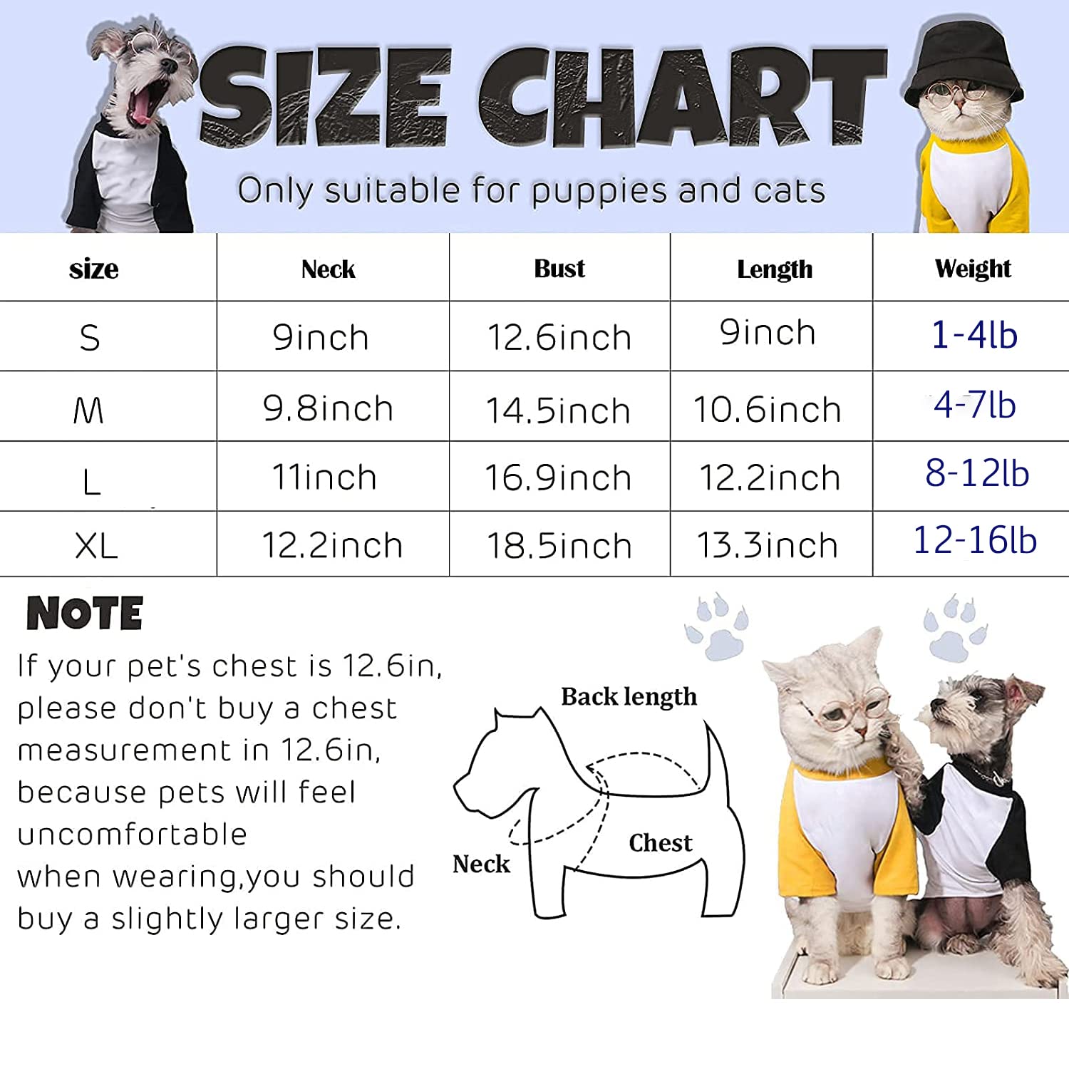 Breathable Stretchy Dog Raglan Shirt for Small Dogs & Cats - Soft Comfortable Pet Apparel Outfits for Puppies & Kittens (Size S 1-4lb, Black & Blue) - Perfect for Daily Walks, Indoor Play & Photo Shoots