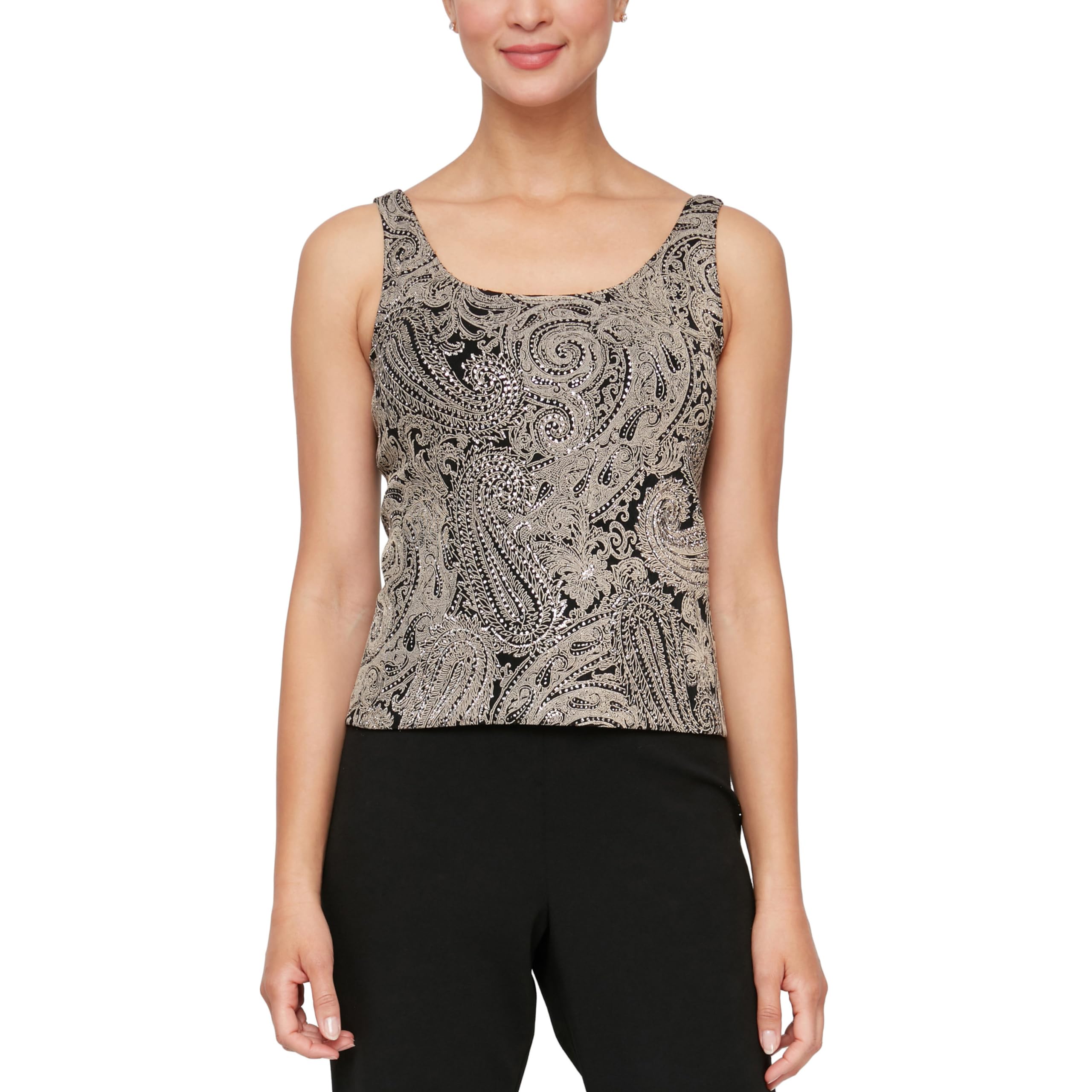 Alex Evenings Women's Jacket & Scoop Neck Tank Top Twinset Set - Formal & Casual Outfits for Work, Dinner Dates & Special Occasions (Petite & Regular Sizes)