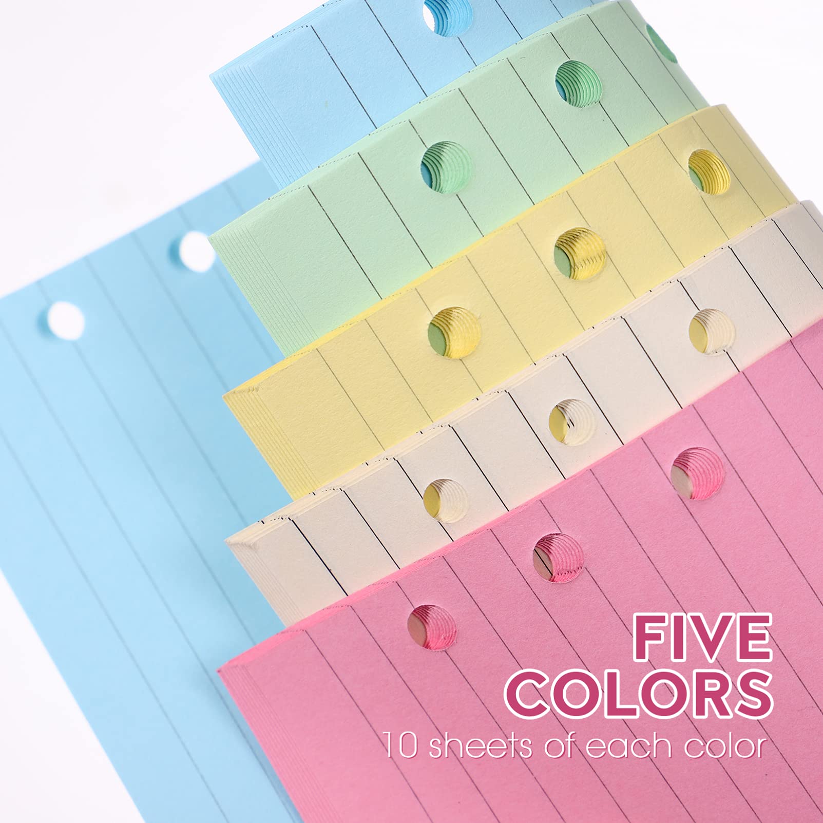 Alipis 50-Pack A5 Lined Paper Inserts for 6-Ring Binder - Loose Leaf Notebook Paper, Detachable Planner Fillers, Journal Refills - Perfect for School, Office, and Home Organization