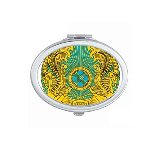 DIYthinker Kazakhstan Asia National Emblem Mirror - Portable Folding Double-Sided Makeup Mirror with Handle (Perfect for Travel, Home Vanity & Gift Ideas)