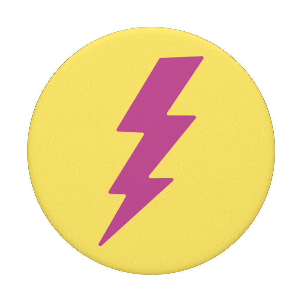 Cool Pink & Yellow Lightning Bolt PopSockets PopGrip - Swappable Phone & Tablet Grip for Kids | Perfect Gift for Girls & Boys | Ideal for School, Travel & Everyday Use