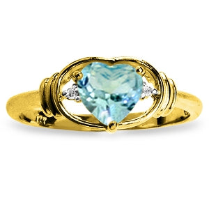 0.96 Carat 14K Solid Yellow Gold Blue Topaz and Diamond Engagement Ring for Women - Perfect for Proposals, Anniversaries, and Special Occasions