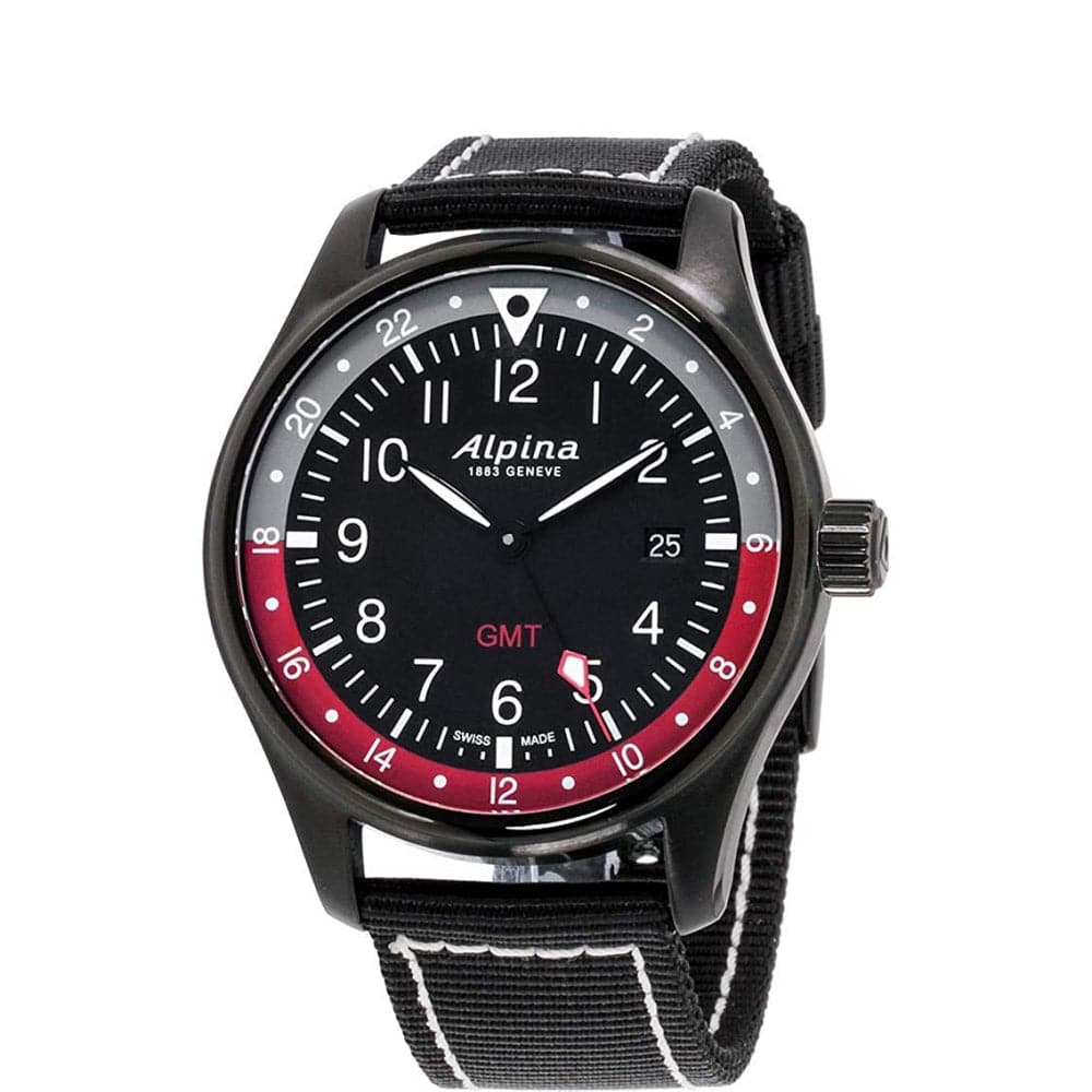 ALPINA STARTIMER PILOT GMT Quartz Men's Watch AL 247BR4FBS6 - Stylish Aviator Timepiece for Travel, Business & Everyday Wear