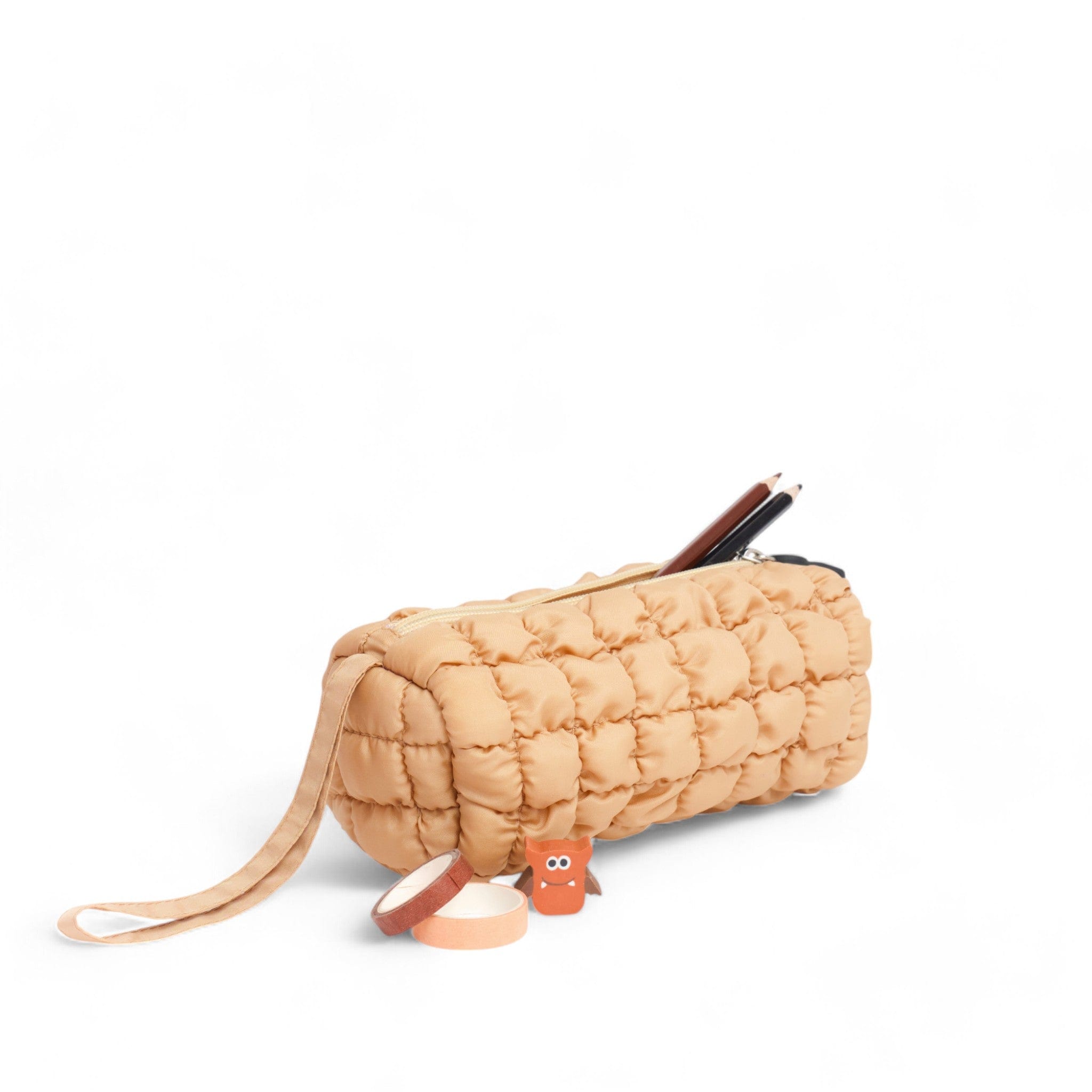 Boba Pencil Pouch - Cute Bubble Tea Themed Pencil Case for School & Office Supplies | Perfect for Students, Teachers & Stationery Lovers (Sand Color)