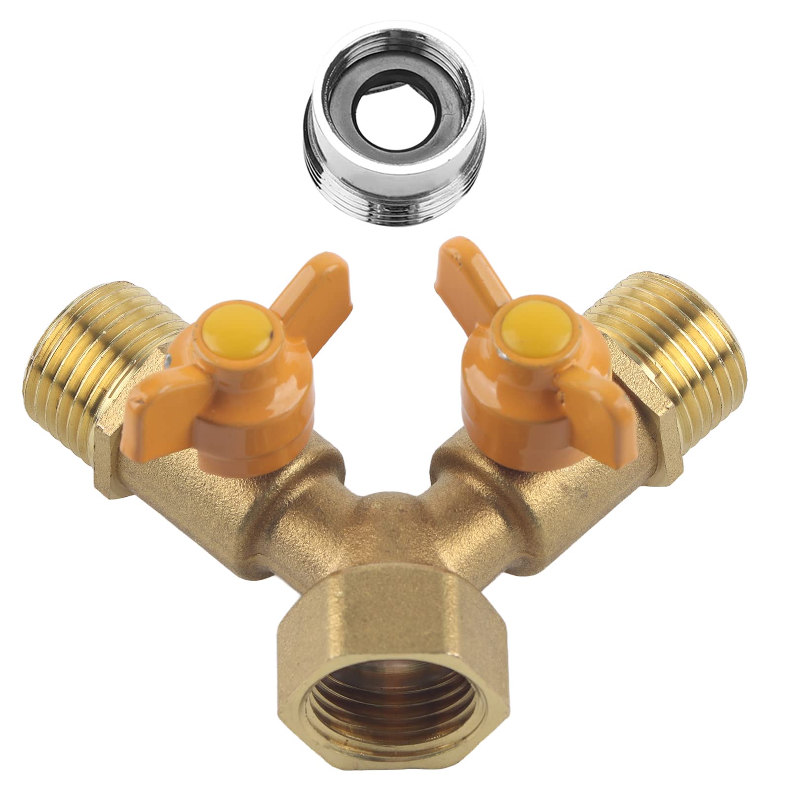 KorsiKato 2-Way Tap Connector - G1/2 Brass Garden Hose Splitter, Dual Faucet Adapter for Irrigation & Watering - Perfect for Lawn, Garden & Outdoor Use