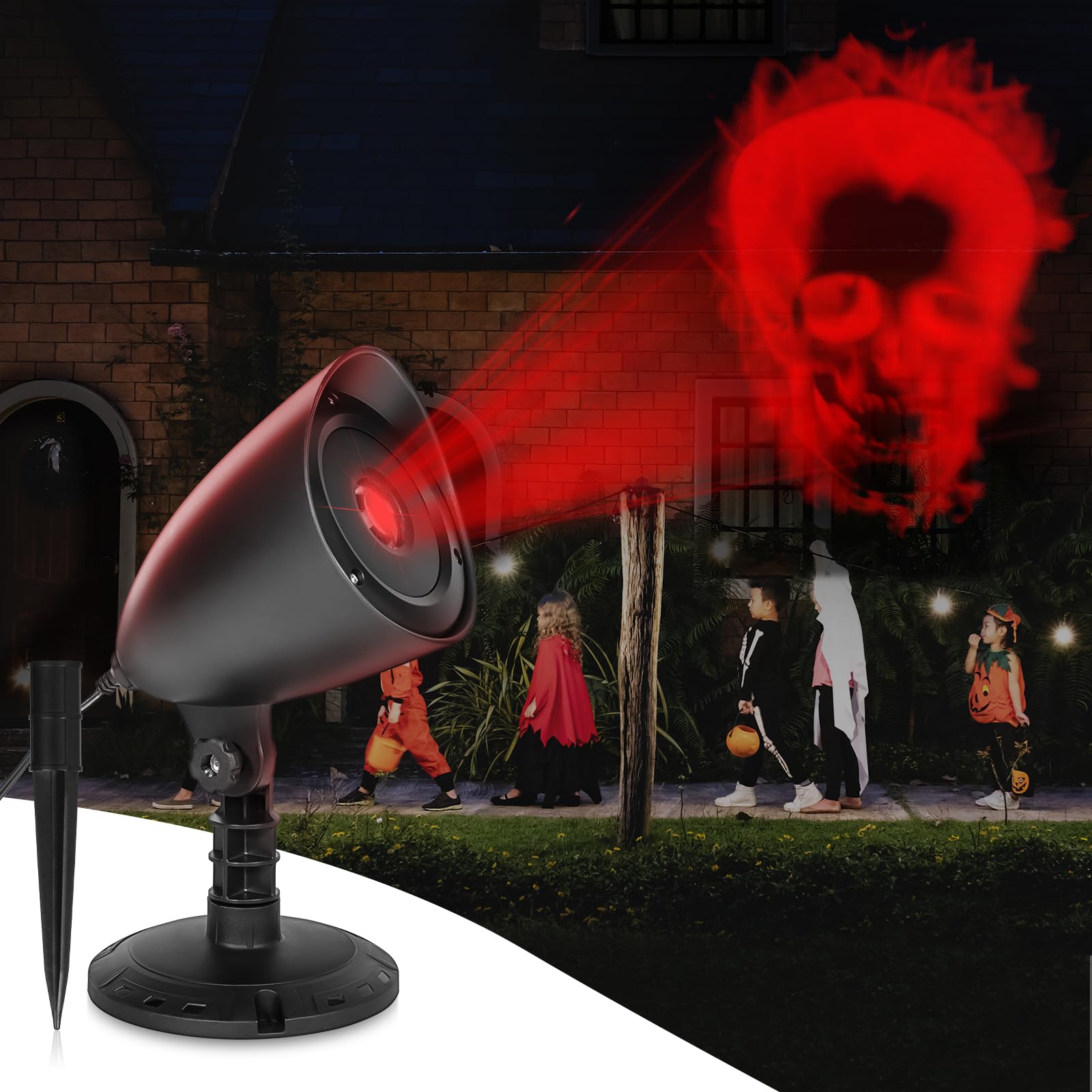 Red Skull Halloween Projector Lights - Waterproof LED Outdoor & Indoor Decor for Party, Yard, Garden, Landscape - Perfect for Spooky Halloween Nights & Holiday Celebrations