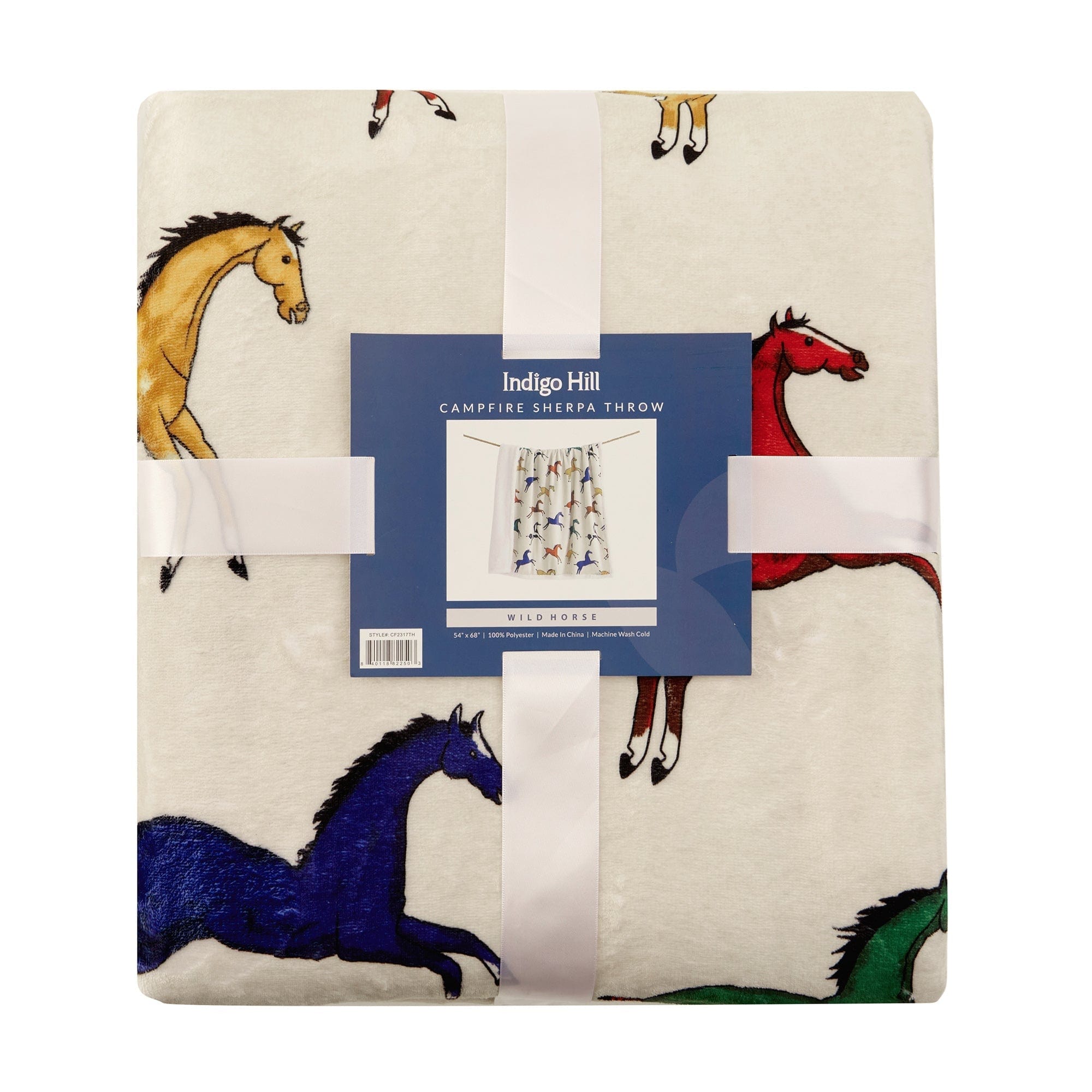 Cozy Wild Horses Campfire Sherpa Throw Blanket - Soft Flannel Fleece for Bed, Couch & Outdoor Camping - Perfect for Winter Warmth and Home Decor