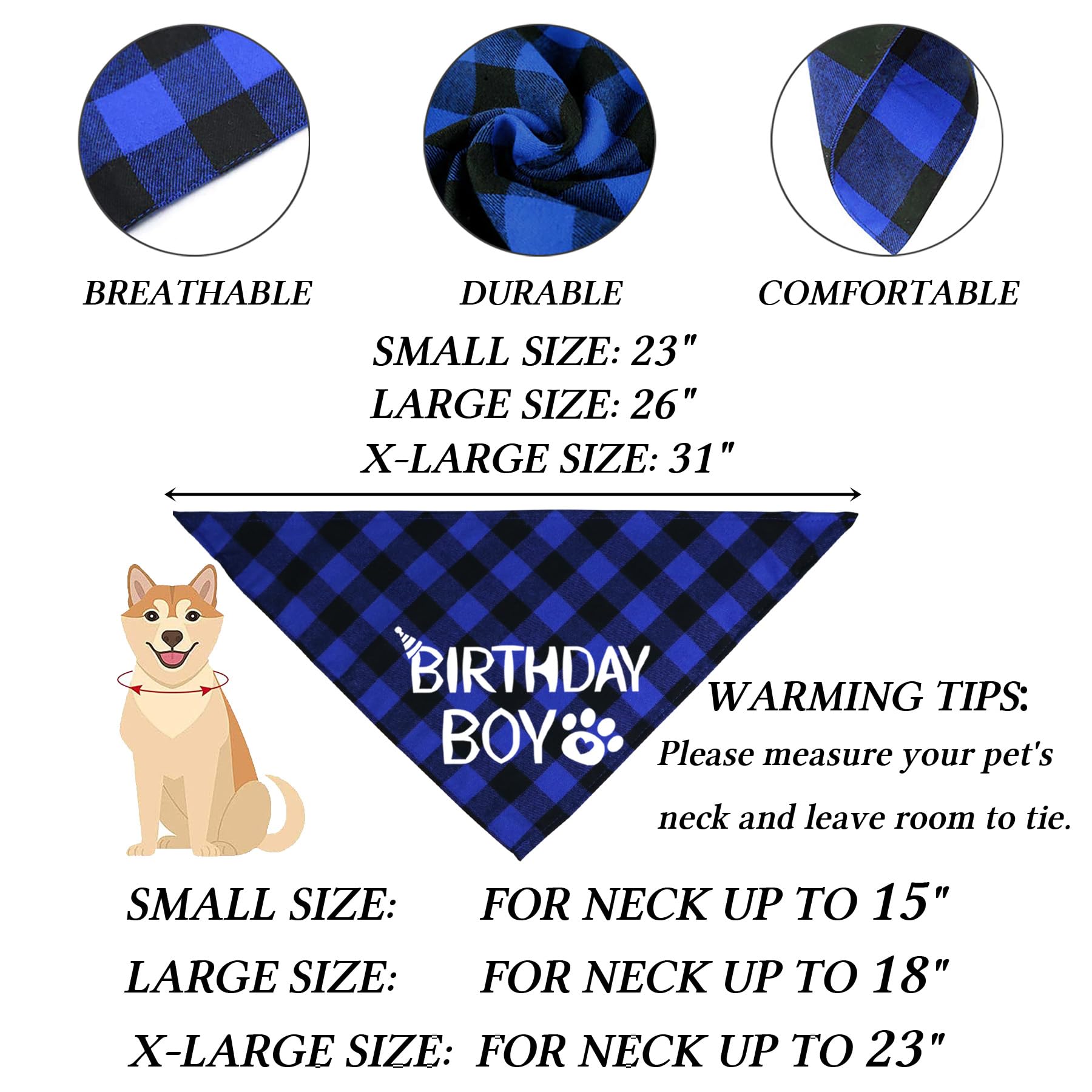 Dog Birthday Hat & Bandana Set for Small Dogs - Blue, Small - Perfect for Pet Parties
