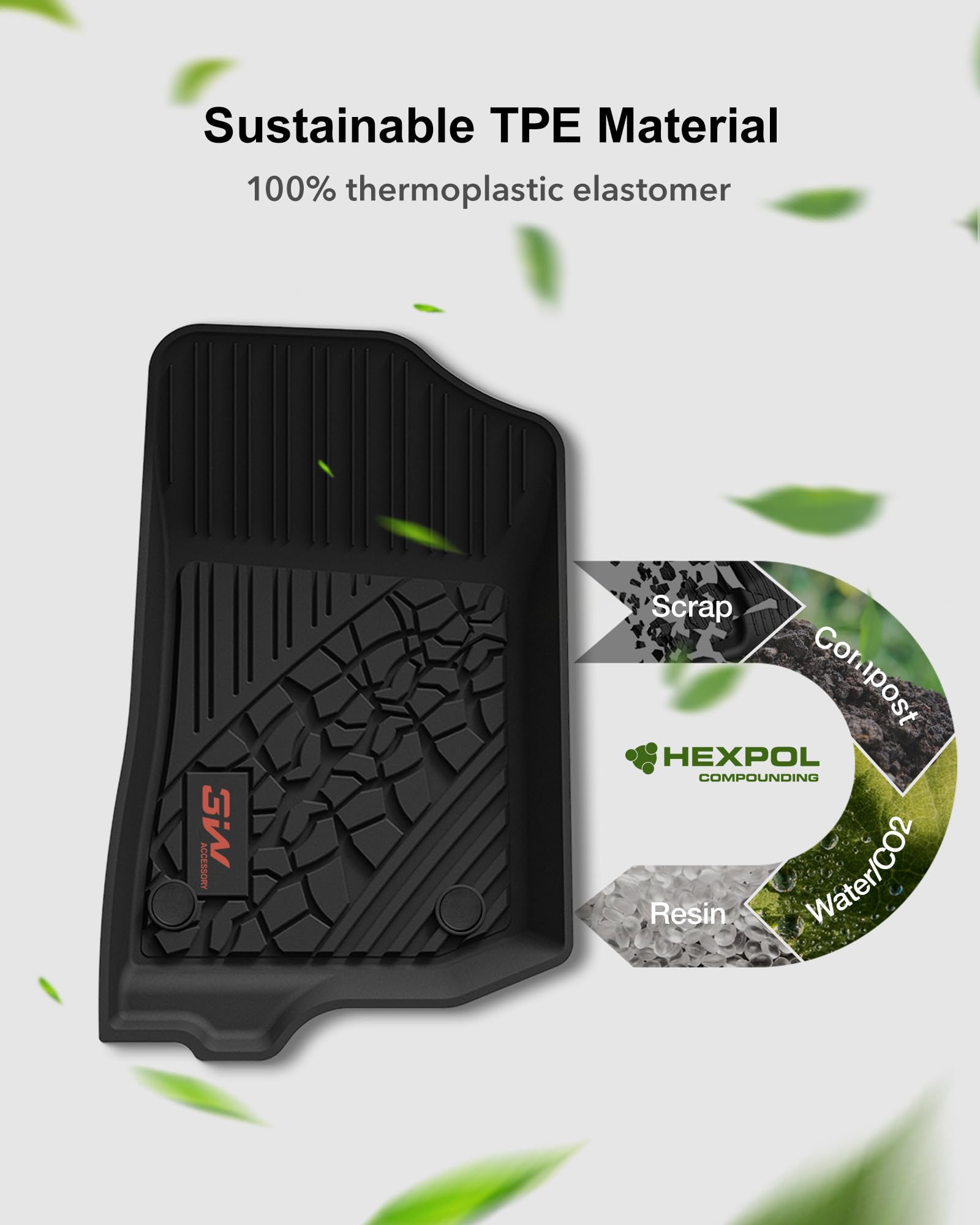3W All-Weather TPE Floor Mats for Jeep Wrangler 4XE 2021-2025 Hybrid 4 Door (Non JL/JK) - Black Car Floor Liners with Red Logo, Full Set for 1st & 2nd Row | Perfect for Off-Roading, Camping & Daily Driving