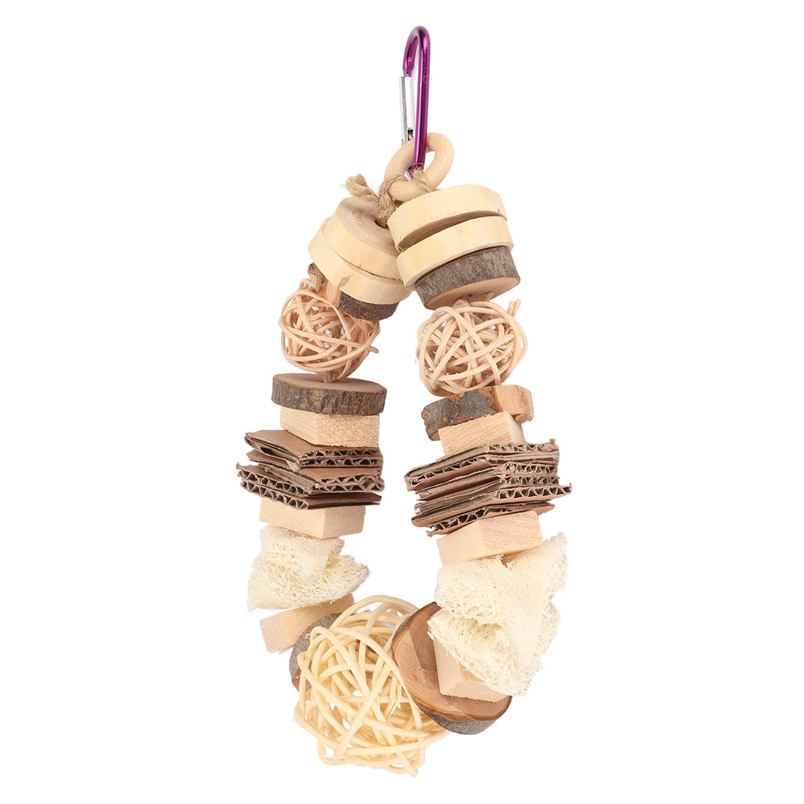 Natural Wooden Bird Chew Toys for Parakeets & Parrots - Rattan Balls & Wood Blocks for Macaws, African Greys - Durable Cage Toys for Small & Medium Birds - Perfect for Playtime & Mental Stimulation