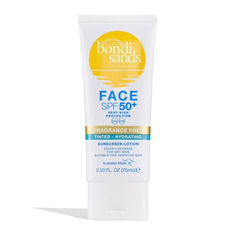 Bondi Sands SPF 50+ Fragrance Free Hydrating Tinted Face Lotion - Daily Moisturizer for Sensitive Skin, Sun Protection & Even Tone - Perfect for Beach, Outdoor Activities & Everyday Use
