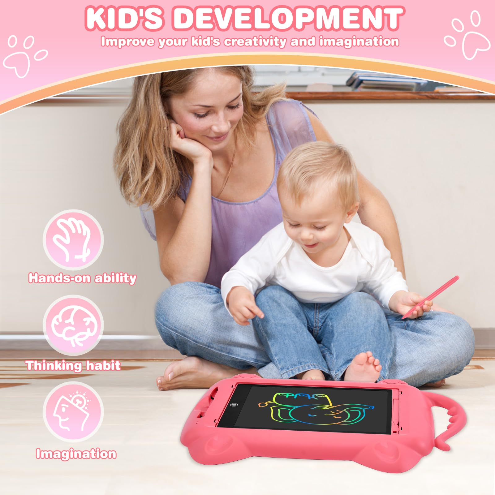 EooCoo 12 Inch LCD Writing Tablet for Kids Ages 3-8 - Electronic Drawing Pad, Easter Basket Stuffers, Travel Essential & Educational Gift for Girls & Boys - Perfect for Home, School & Road Trips