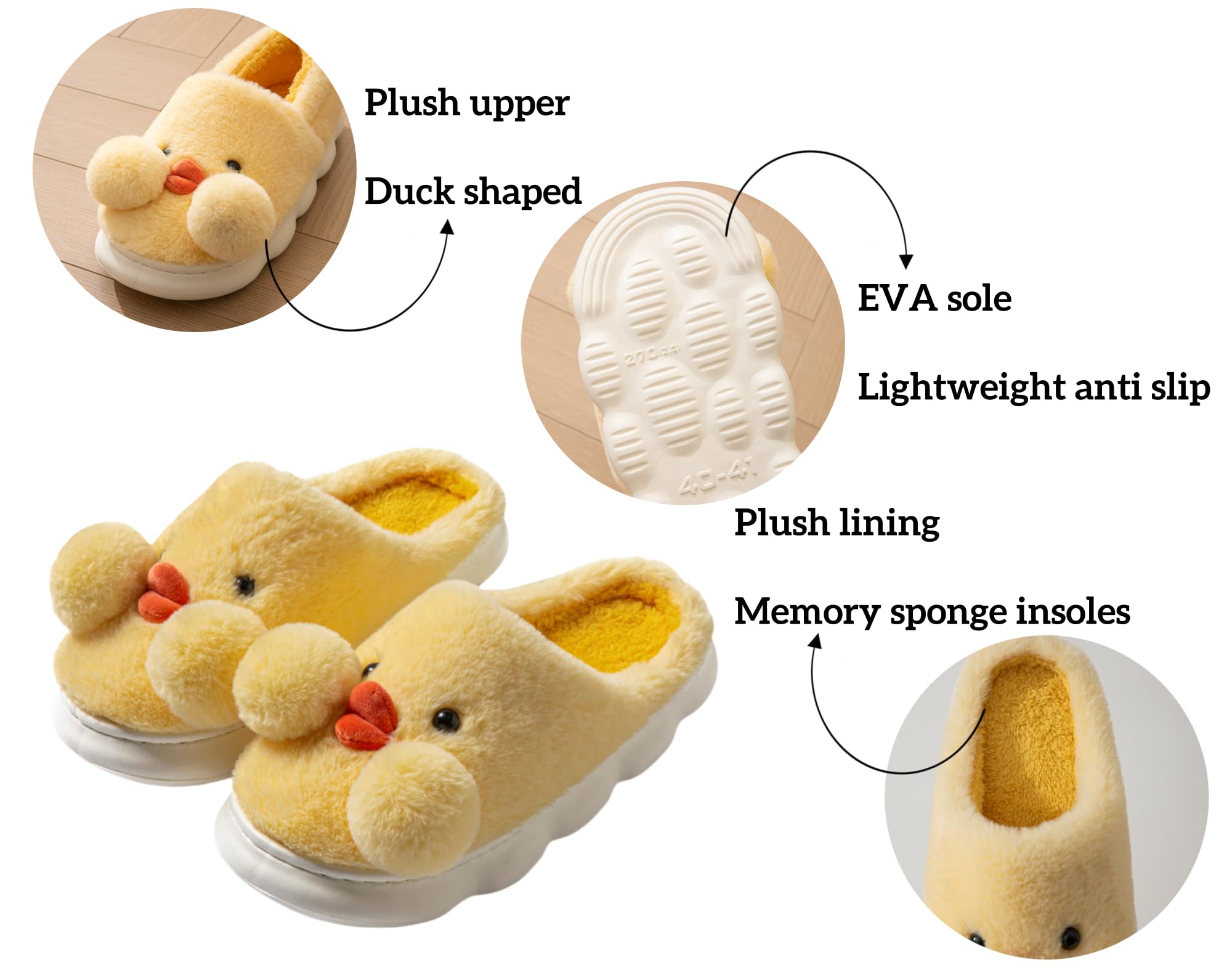 LANFIRE Women's Duck Cotton Slippers - Cozy Warm Plush Animal House Shoes for Indoor Comfort - Perfect for Winter Lounging, Relaxing at Home & Gift Giving