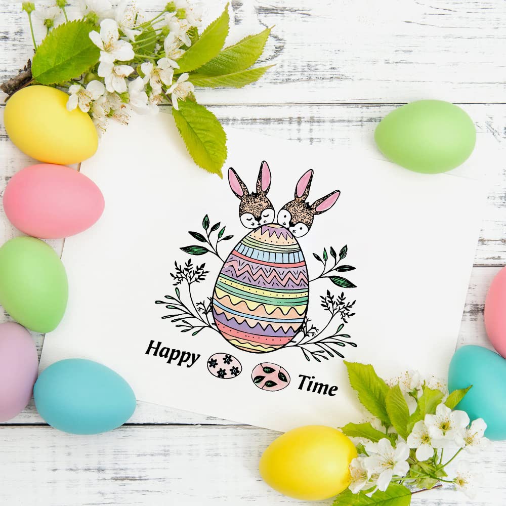 Easter Egg Rabbit Clear Rubber Stamps Set for Card Making, Scrapbooking & DIY Paper Crafts - Holiday Greeting Cards, Easter Decorations & Spring-Themed Projects