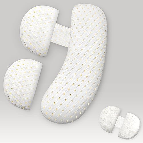 **Coldew Pregnancy Pillow for Sleeping – Maternity Body Pillow for Pregnant Women, Soft & Adjustable with Detachable Cover – Belly, Back & Leg Support (Golden, Large) – Perfect for Side Sleepers & Comfort During Pregnancy**