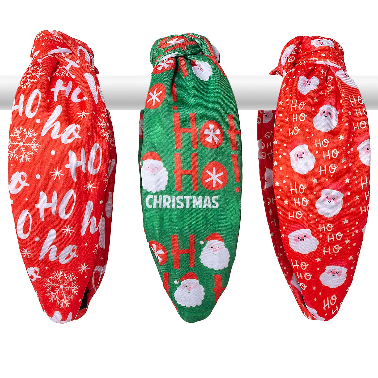 3Pcs Christmas Headbands for Women - Snowflake Santa Snowman Xmas Tree Holiday Hair Hoops, Festive Hair Accessories for Christmas Party & Gift Giving (HOHO)