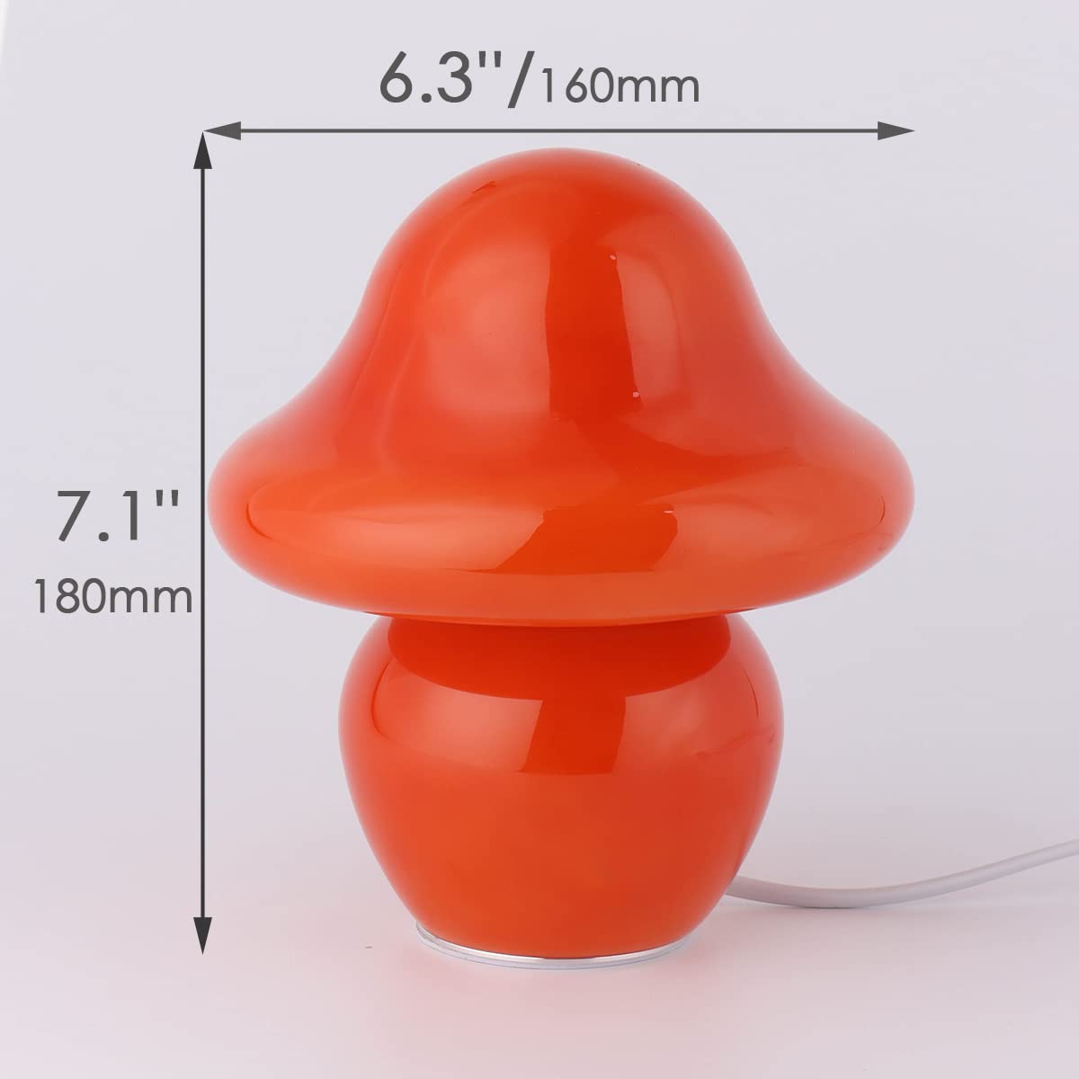 HEQET Orange White Glass Mushroom Table Lamp - Aesthetic Bedside Lighting for Bedroom, Living Room, Kids Room & Dorm Decor - Perfect Night Light, Reading Lamp & Cozy Ambience Creator