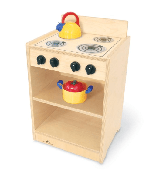 Natural Wooden Toddler Stove Toy - Pretend Play Kitchen Set for Kids Ages 2-5 | WB2325 | Perfect for Early Learning & Role Play Games