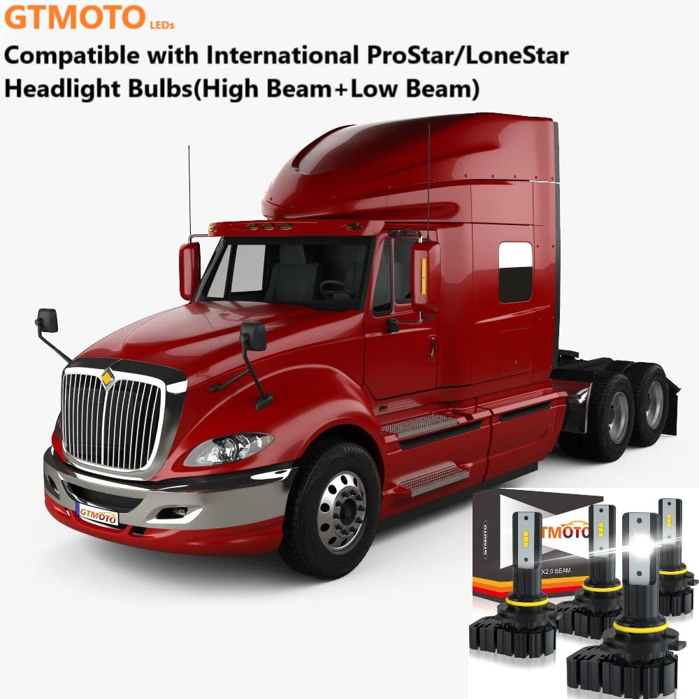 GTMOTO LED Headlight Bulbs for International ProStar & LoneStar Trucks - Plug-N-Play High/Low Beam Combo, 6000K Cool White Conversion Kit (4-Pack) - Perfect for Night Driving & Enhanced Road Visibility