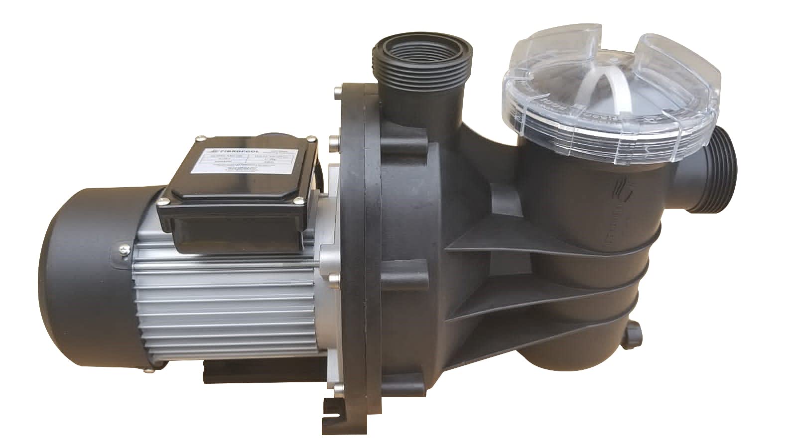 FibroPool 0.75HP Above Ground Pool Pump - 3/4 HP High Efficiency Single Speed Motor with Clear Top Lid - USA Designed & Assembled - Includes Hose Adapters - Perfect for Backyard Swimming Pools, Spas and Water Circulation Systems