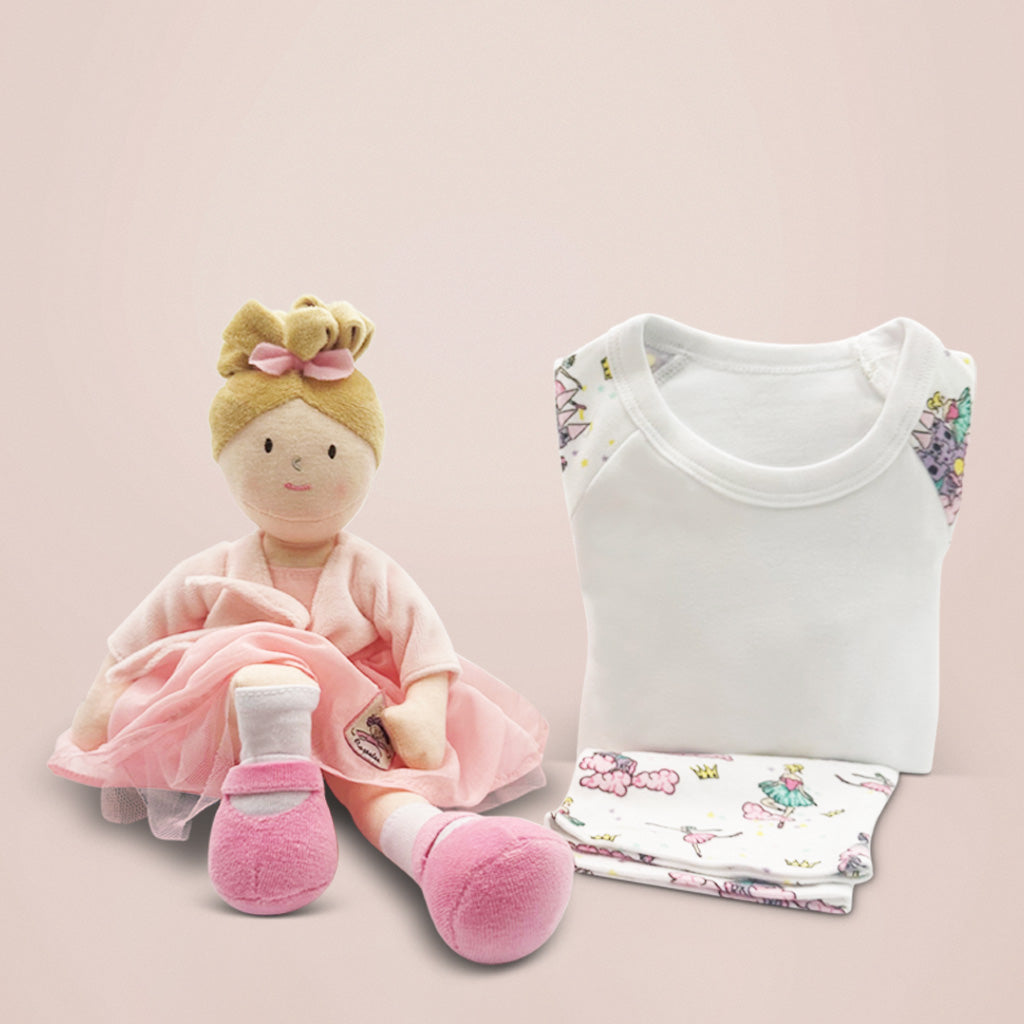 Sophie Rag Doll in Ballerina Pyjamas - Soft Plush Toy for Kids | Perfect for Bedtime, Playtime & Gift Giving