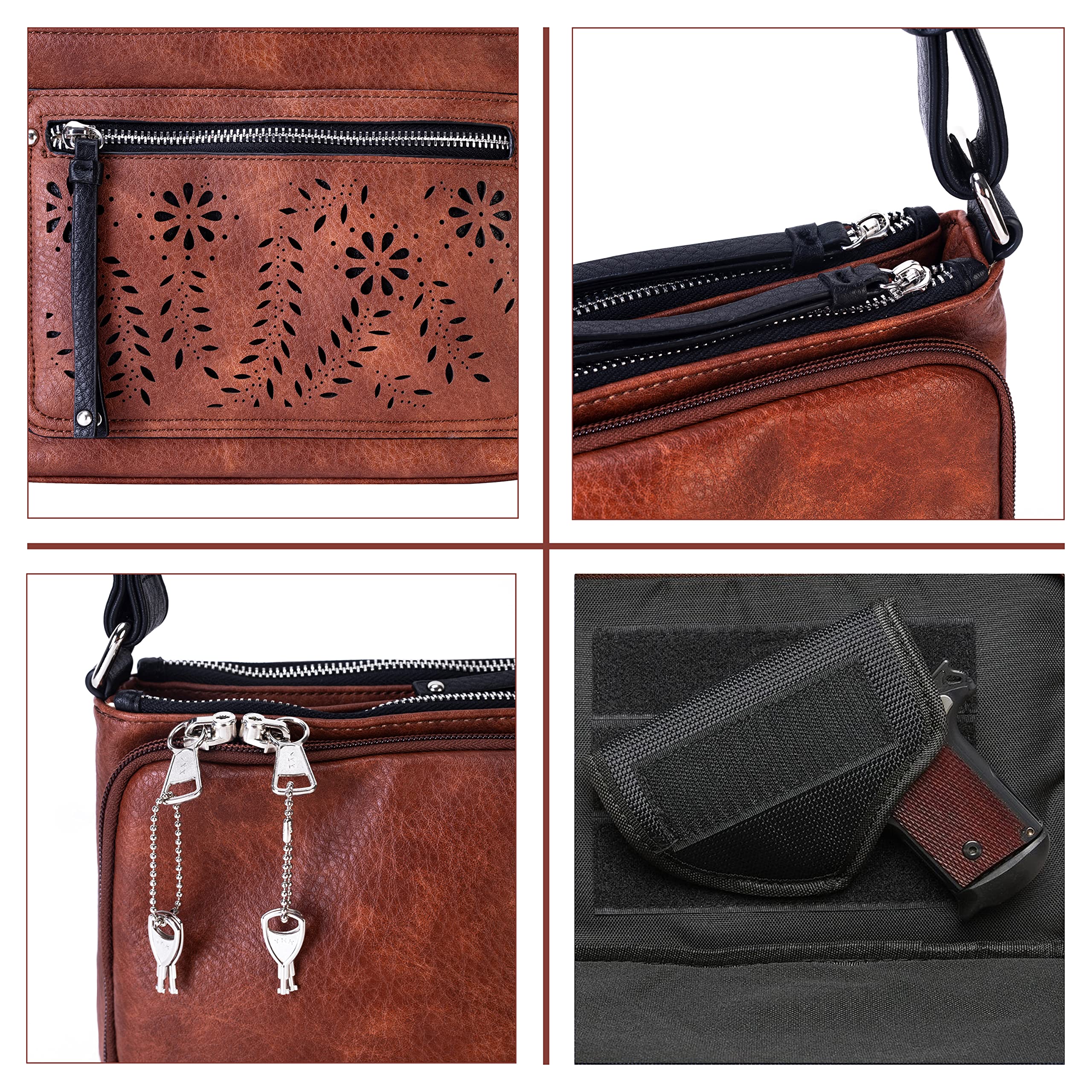 Hailey Concealed Carry Crossbody Purse - Secure Faux Leather Handbag with Locking Gun Compartment & Adjustable Strap for Women | Perfect for Everyday Carry, Travel & Personal Safety