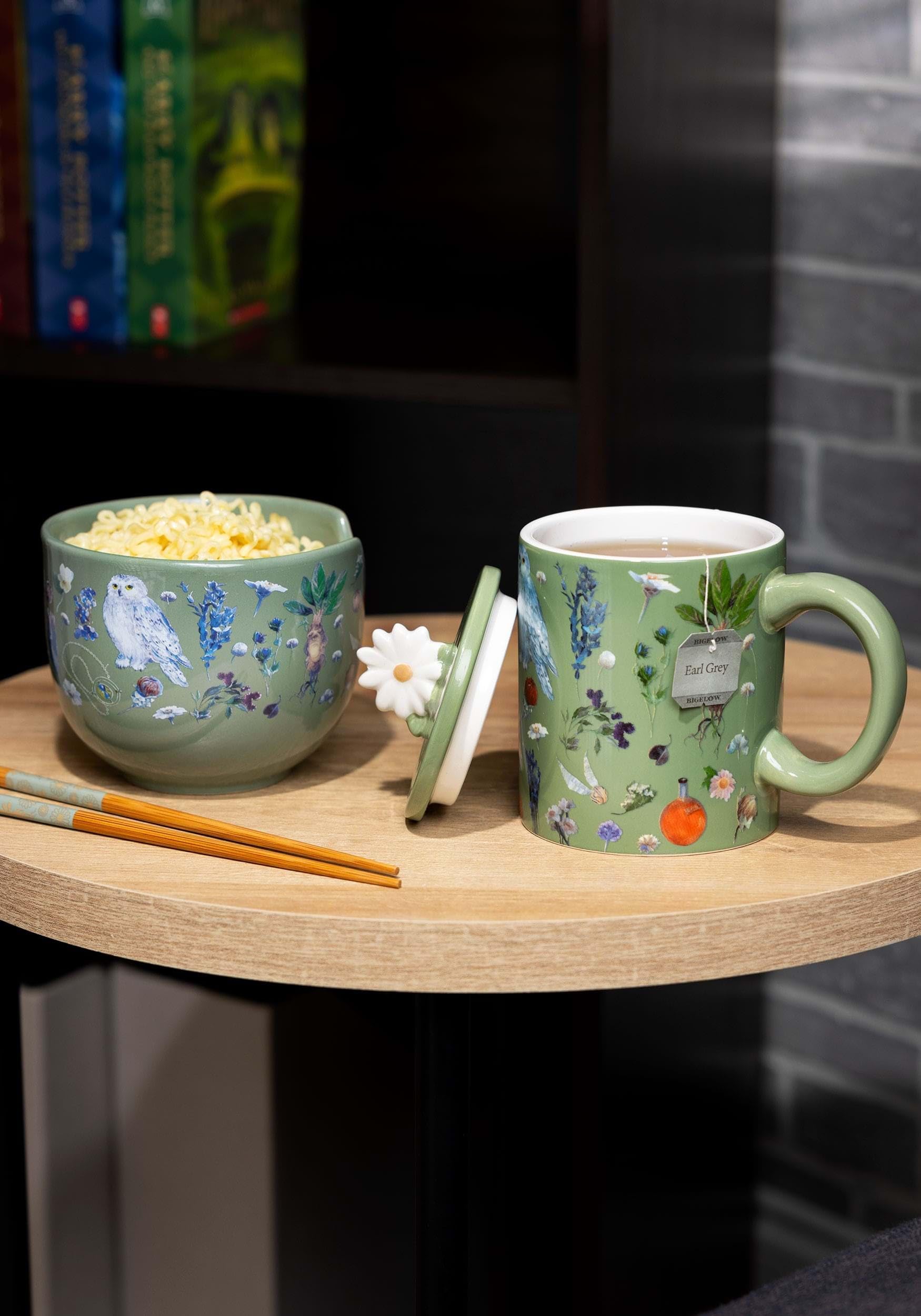 Harry Potter Fantasy Floral Ceramic Ramen Bowl - Silver Buffalo Official - Perfect for Anime Fans, Ramen Lovers & Collectible Gift Giving