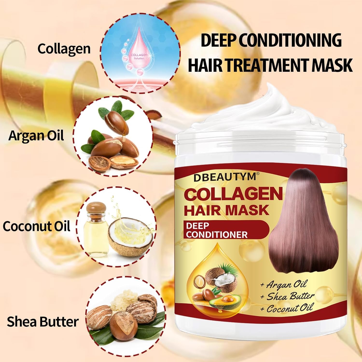 Collagen Hair Mask & Rosemary Hair Growth Oil - Deep Conditioning Treatment for Dry Damaged Hair - Natural Hair Regrowth Solution for Men & Women - Perfect for Daily Hair Care & Salon-Quality Results at Home