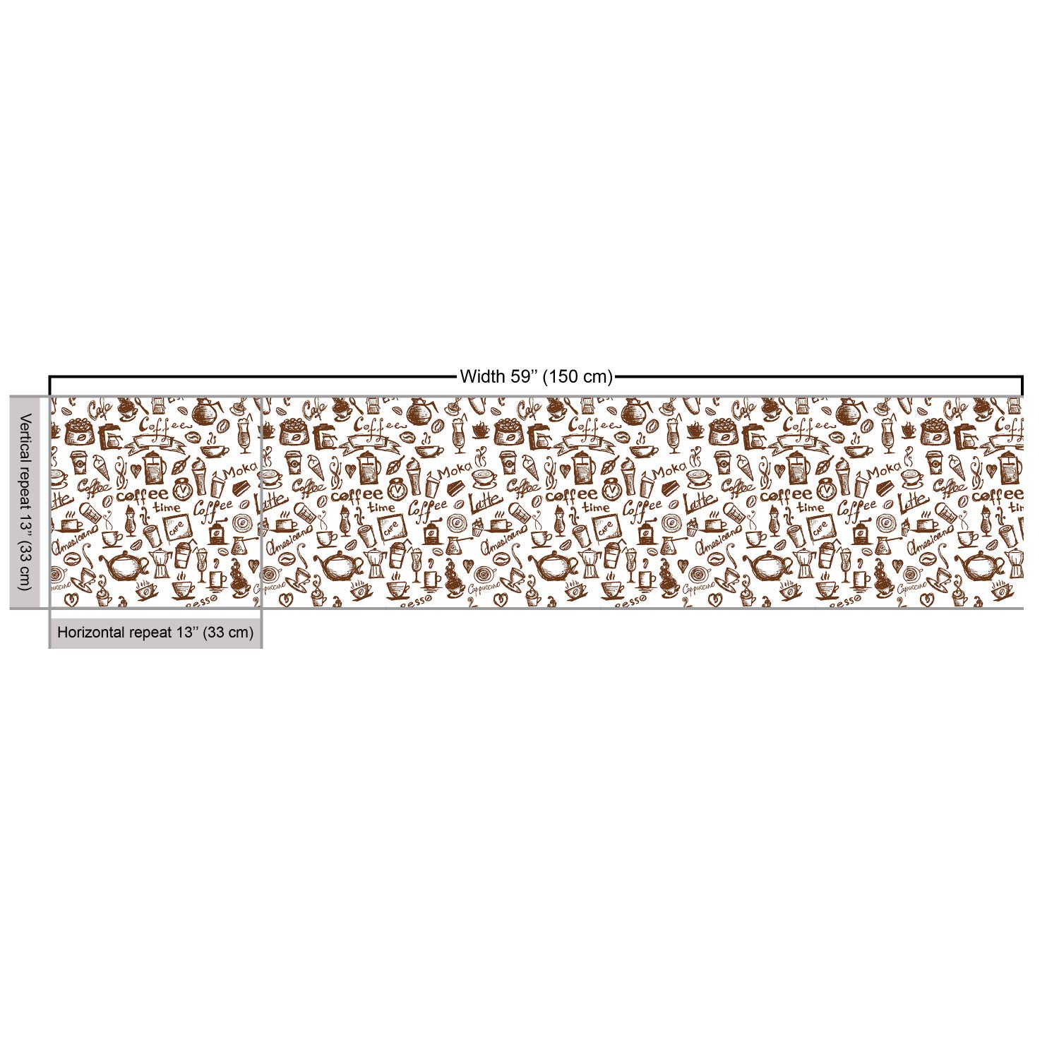 Ambesonne Coffee Fabric by The Yard - Brown & White Monochrome Print with Coffee Cups, Hearts & Banner Design - 10 Yards Upholstery Fabric for DIY Home Decor, Curtains, Tablecloths & Craft Projects - Perfect for Coffee Shops, Kitchen Decor & Gift Wrapping