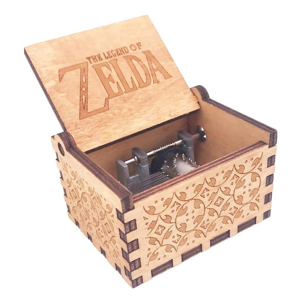 The Legend of Zelda Hand Crank Music Box - Wooden Carved Ocarina of Time Song of Storms Musical Box, Brown | Perfect for Zelda Fans, Gaming Room Decor & Collectible Gift