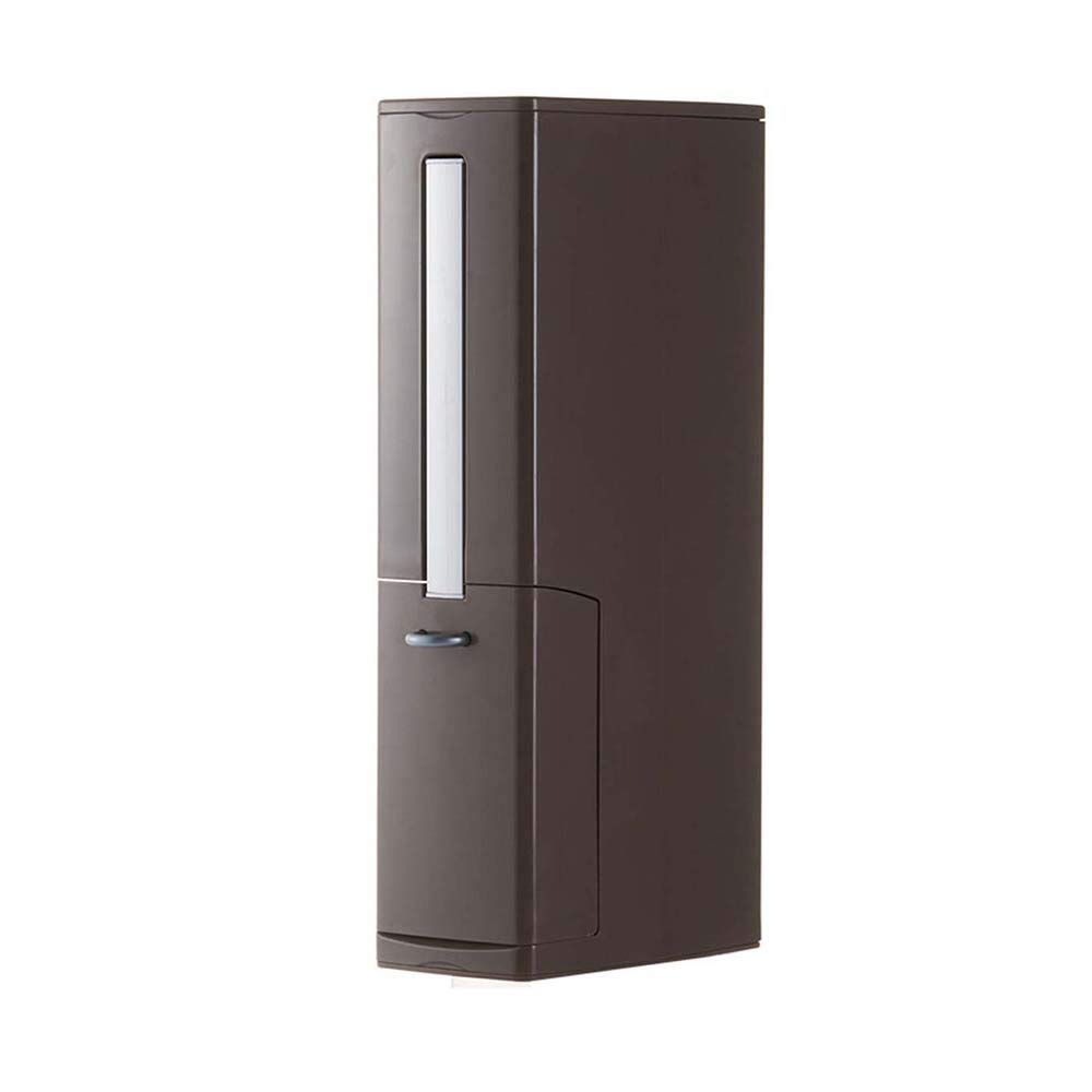 Multi-Functional Toilet Brush Set with Flip Handle, Liner Trash Can & Storage Box - Wide Opening for Easy Cleaning - Bathroom Essentials for Home & Commercial Use (Brown) - Perfect for Small Spaces, Apartments & Guest Bathrooms