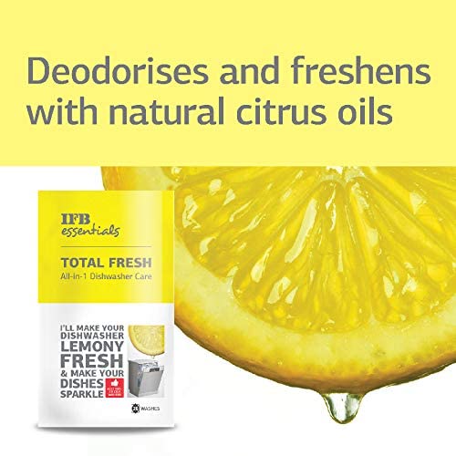 IFB Total Fresh Dishwasher Freshener & Dishwasher Tablets Combo - 1 Count | Lemon Scent | Deep Cleaning & Odor Removal | Perfect for Kitchen, Home & Restaurant Use
