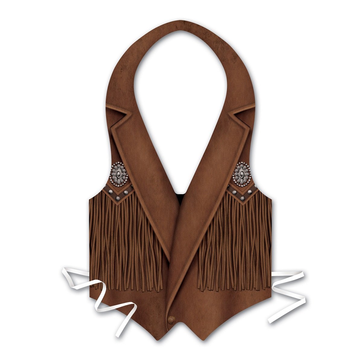 24-Pack Brown Fringed Cowboy Vests for Men - One Size Fits All - Western Costume Accessories for Halloween, Rodeo, Themed Parties & Country Music Events