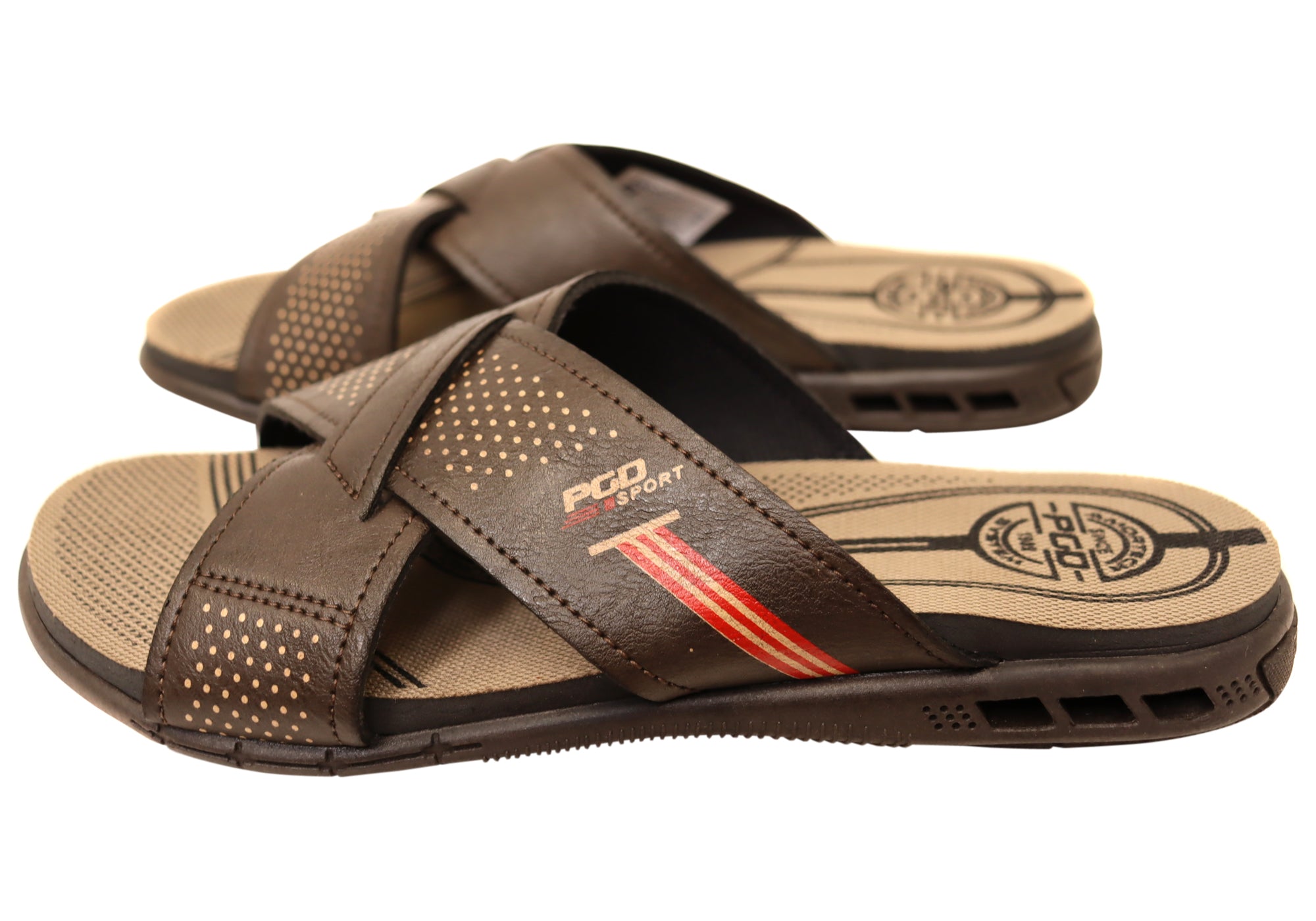 Jake Men's Comfortable Slides Sandals - Brazilian Made Leather Flip Flops for Beach, Pool & Casual Wear
