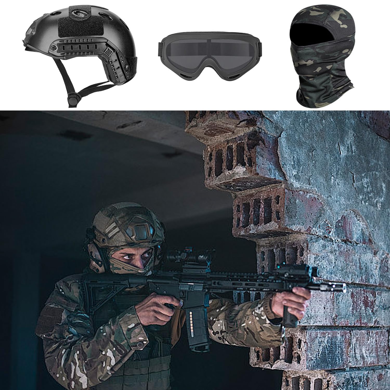 Tactical Airsoft Helmet Black - Military Style Protective Gear for Airsoft, Paintball & Outdoor Sports | Lightweight & Durable for Tactical Training & Cosplay | Perfect for Airsoft Battles, Military Simulation & Outdoor Adventures | Ideal for Combat Training, Paintball Matches & Tactical Enthusiasts | Great for Airsoft Tournaments, Military Reenactments & LARP Events | Use for Skirmishes, Training Drills, Cosplay & Tactical Role-Playing