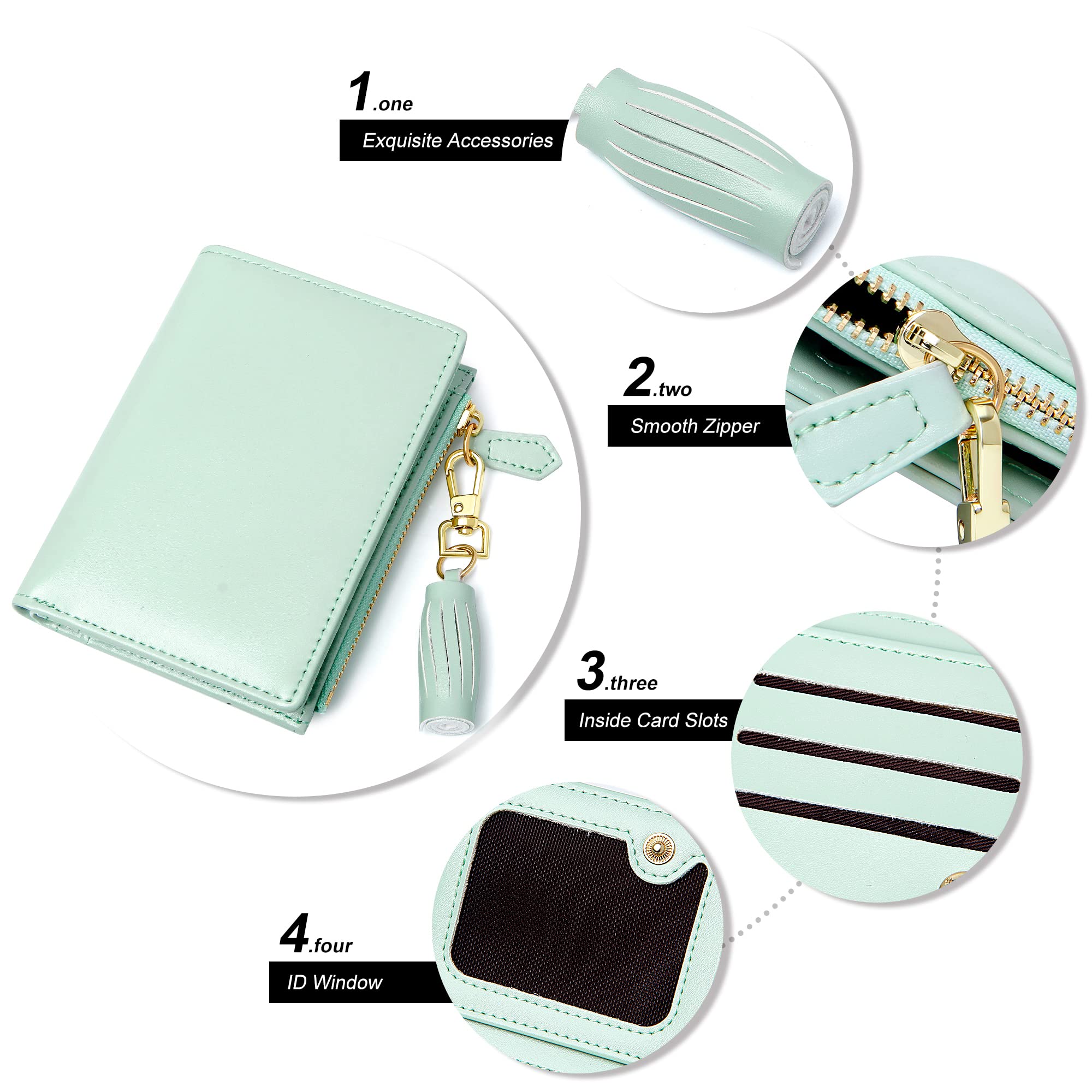 GEEAD Slim Bifold Wallet for Women with Zipper & ID Card Holder - Compact Coin Purse for Everyday Use, Travel & Shopping