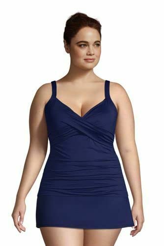 Lands' End Women's Wrap Underwire Tankini Top Swimsuit - Comfortable Swimwear for Beach, Pool & Vacation | Flattering Fit for Summer Water Activities