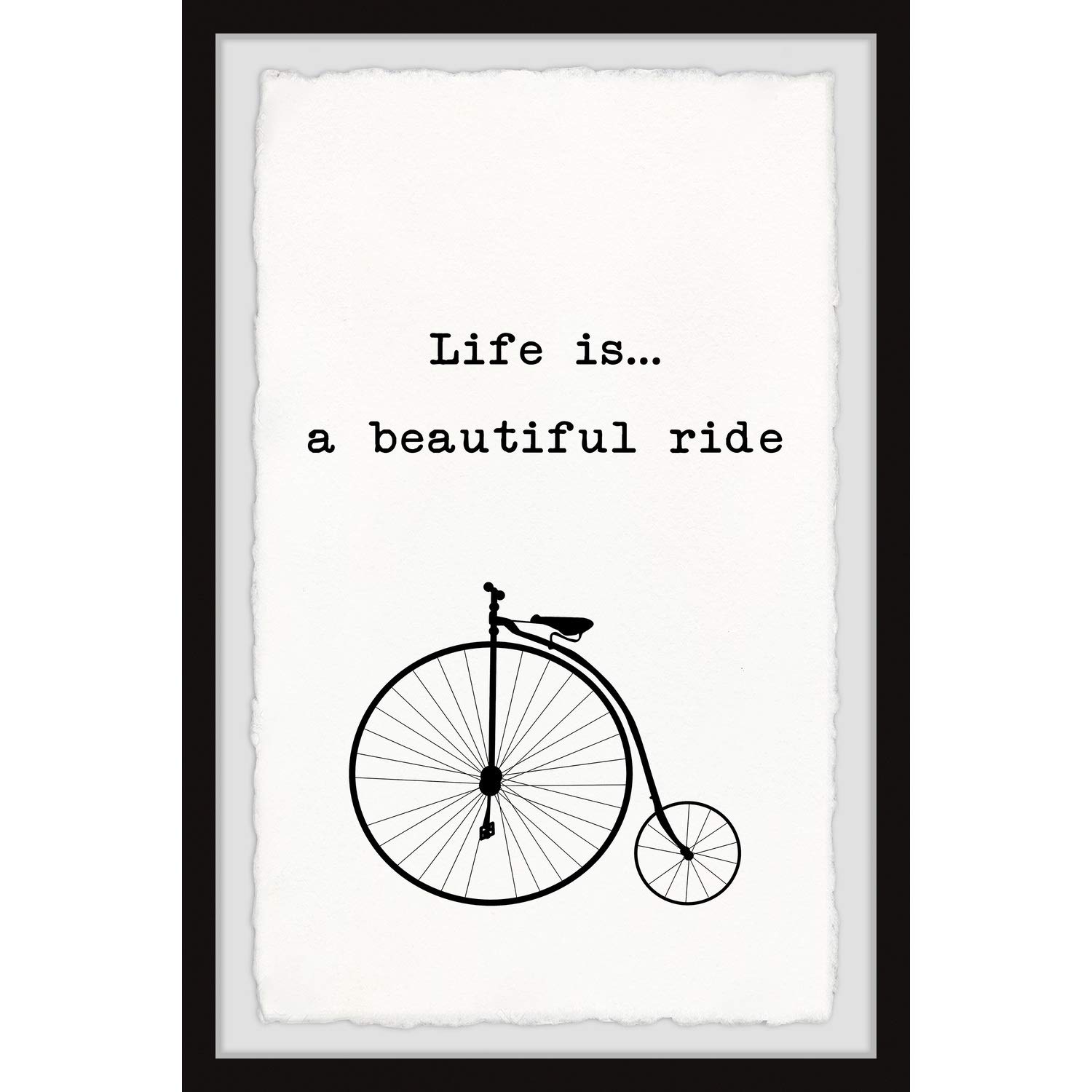 Life is a Beautiful Ride Unicycle Framed Art Print 16x24 - Vintage Cycling Decor for Living Room, Bedroom & Office Wall Decor