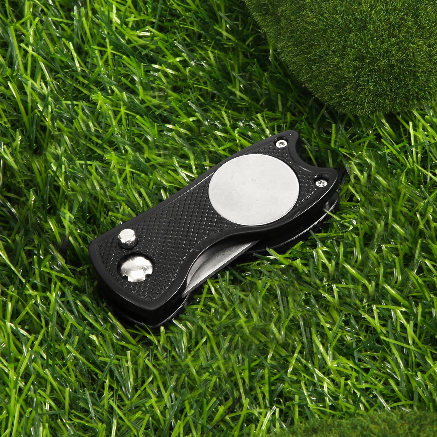 Premium Stainless Steel Golf Divot Repair Tool - Foldable Pop-Up Turf Fork with Ball Marker | Durable Metal Putting Tool for Golfers | Perfect for Course Maintenance & Practice Greens